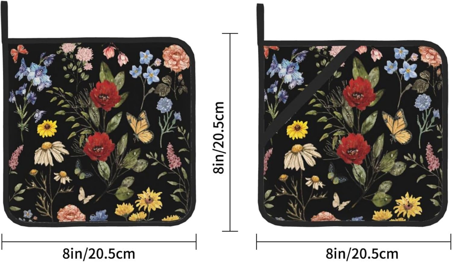 Vintage Floral Potholders Set of 2