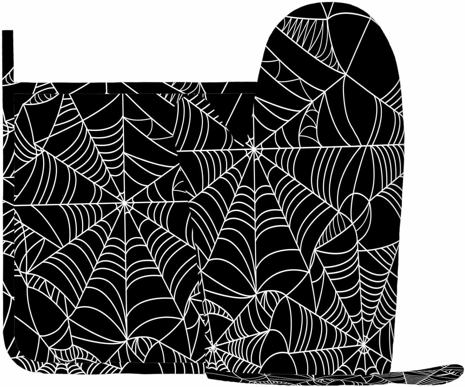 Mxocom Black and White Oven Mitts and Pot Holders Set