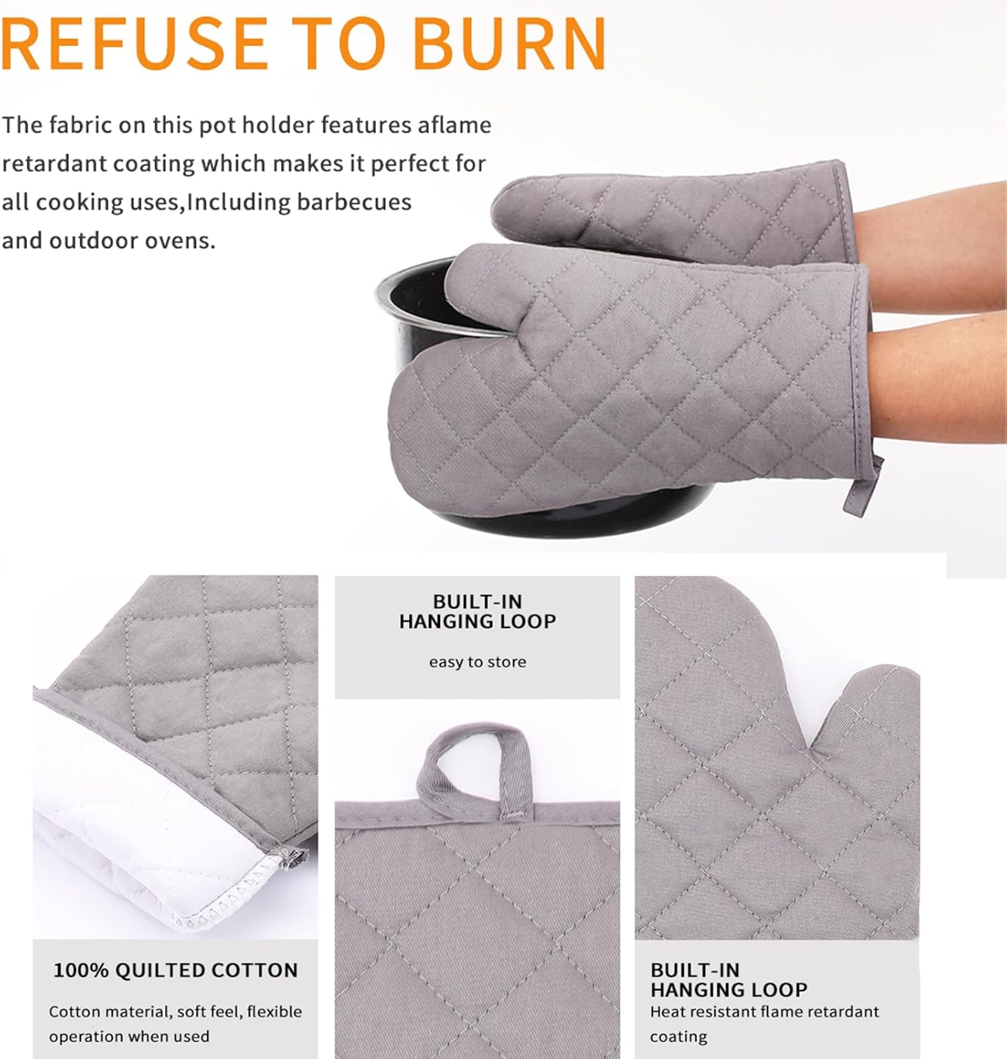 6-Piece Oven Mitts Potholders Set for Safe Cooking