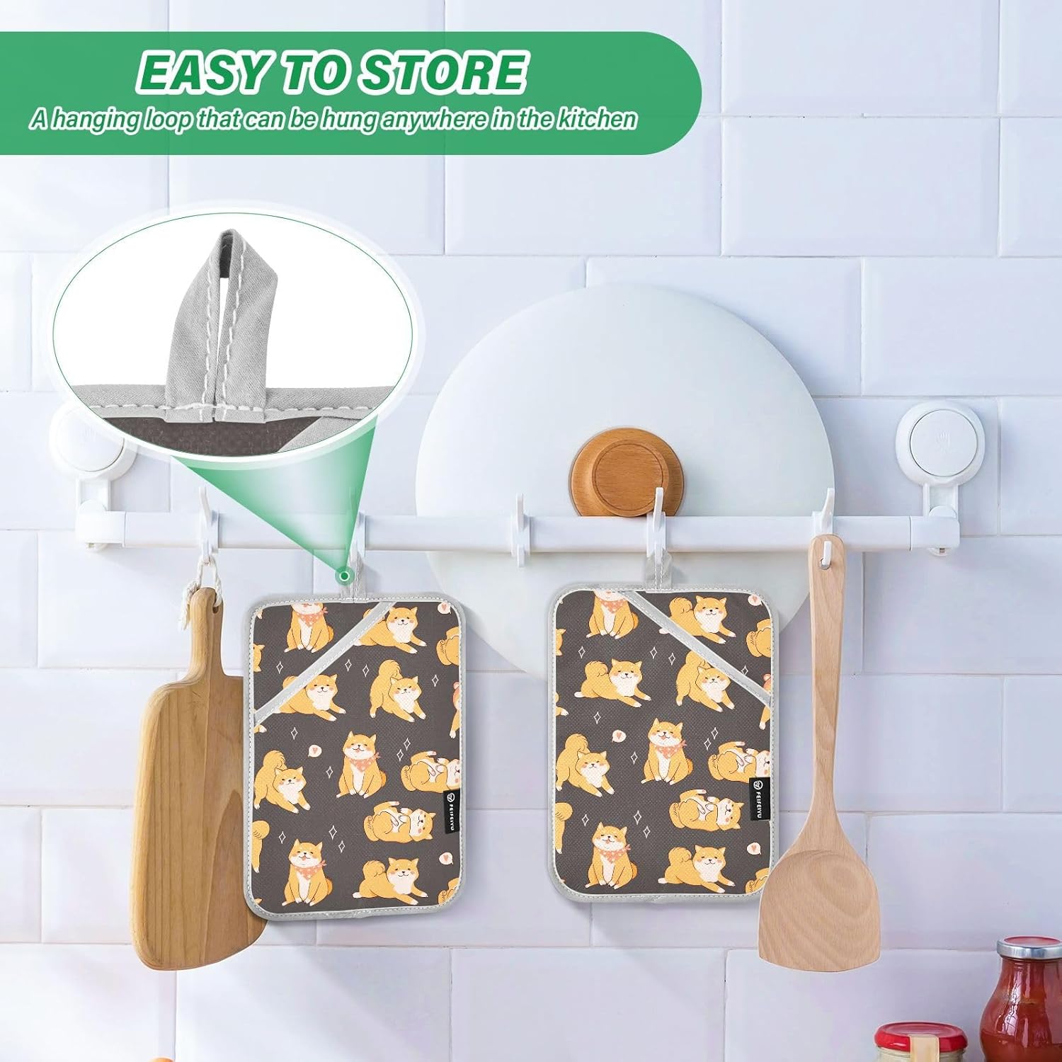 Double the Love Kawaii Shiba Inu Potholder Set to Protect Your Kitchen