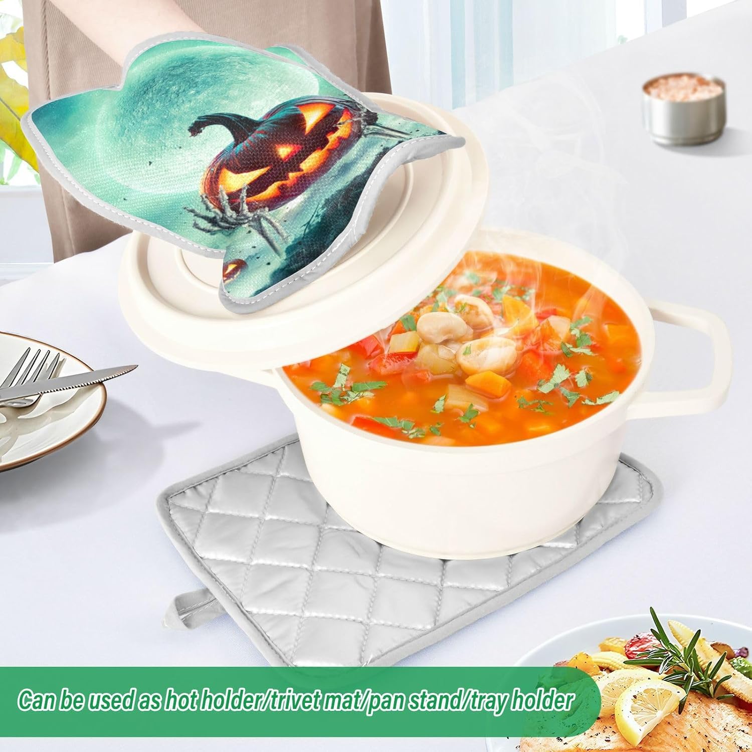 Halloween Full Moon Pumpkin Pot Holders Set - 2 Pc - Heat Resistant