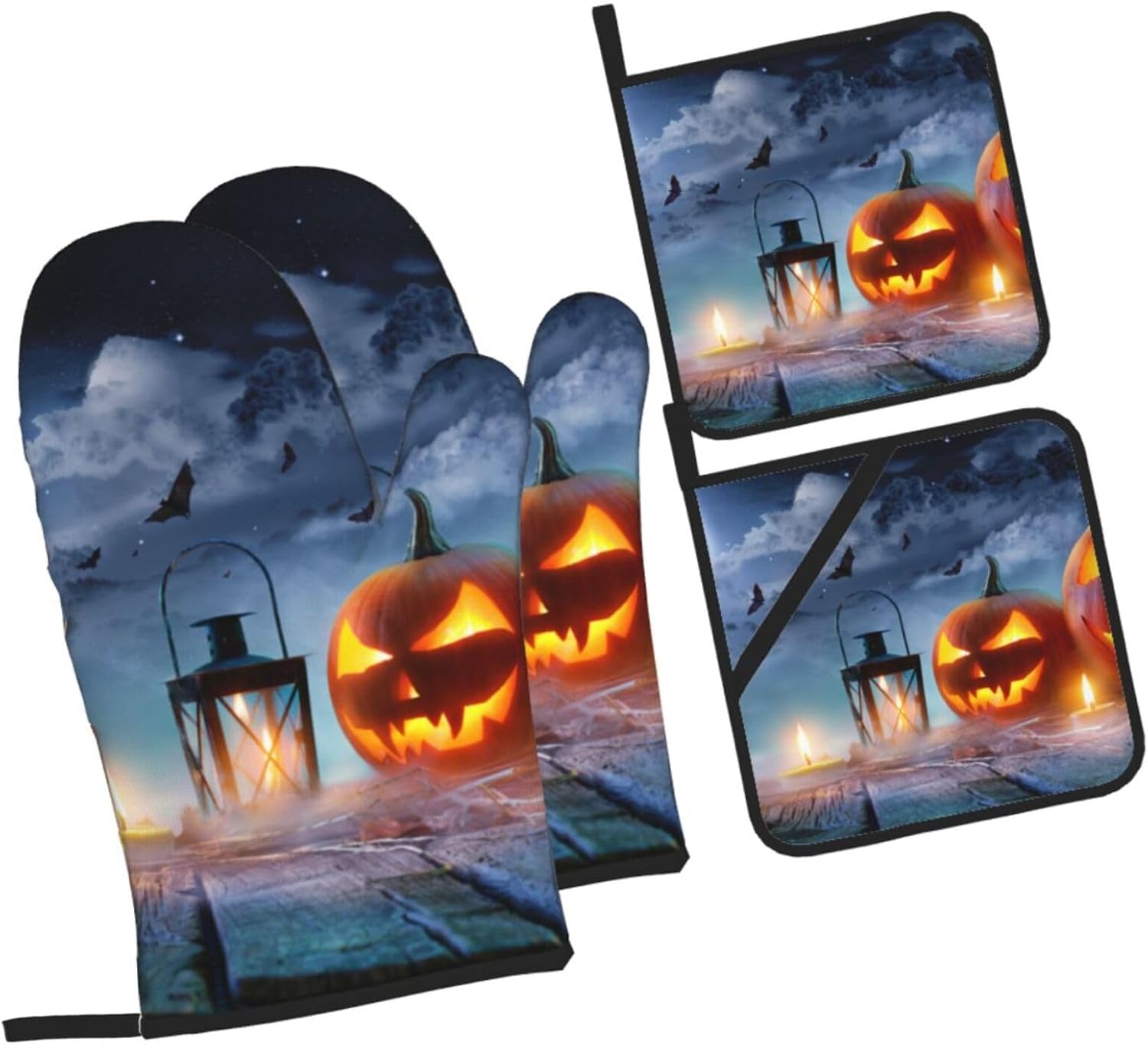 Spooktacular Halloween Oven Mitts Set for Safe Cooking Baking