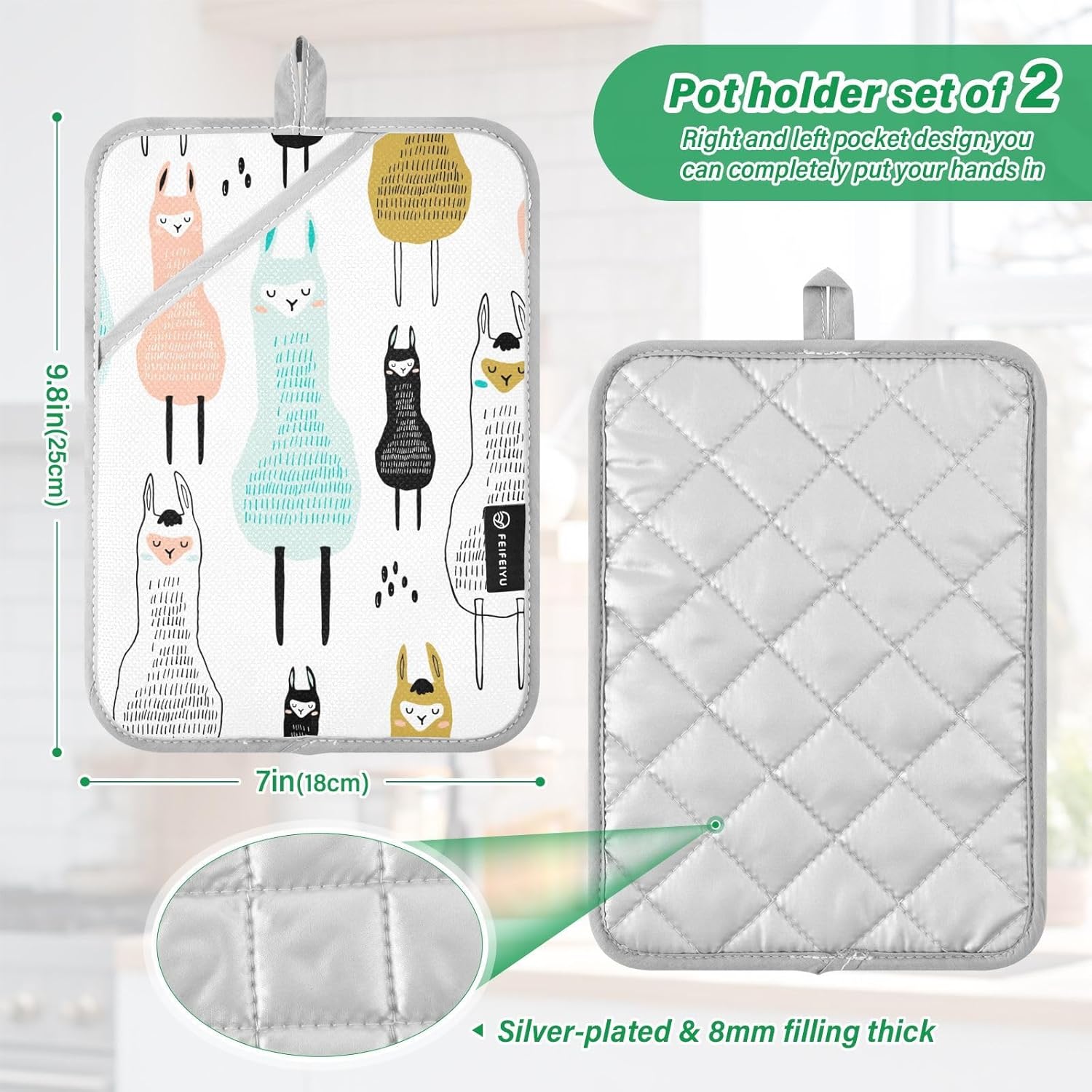 Dxzium Potholder Llama Set 2 - Heat Resistant Kitchen Tools
