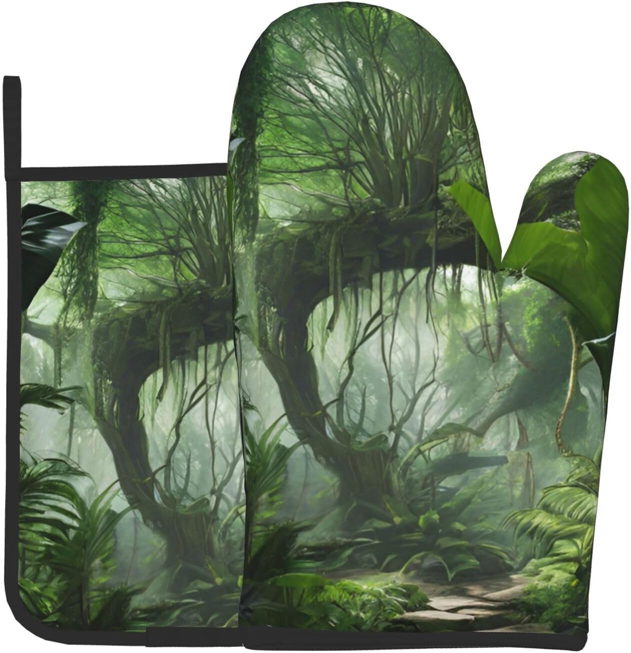 Quopvn Tropical Rainforest Oven Mitts Pot Holders