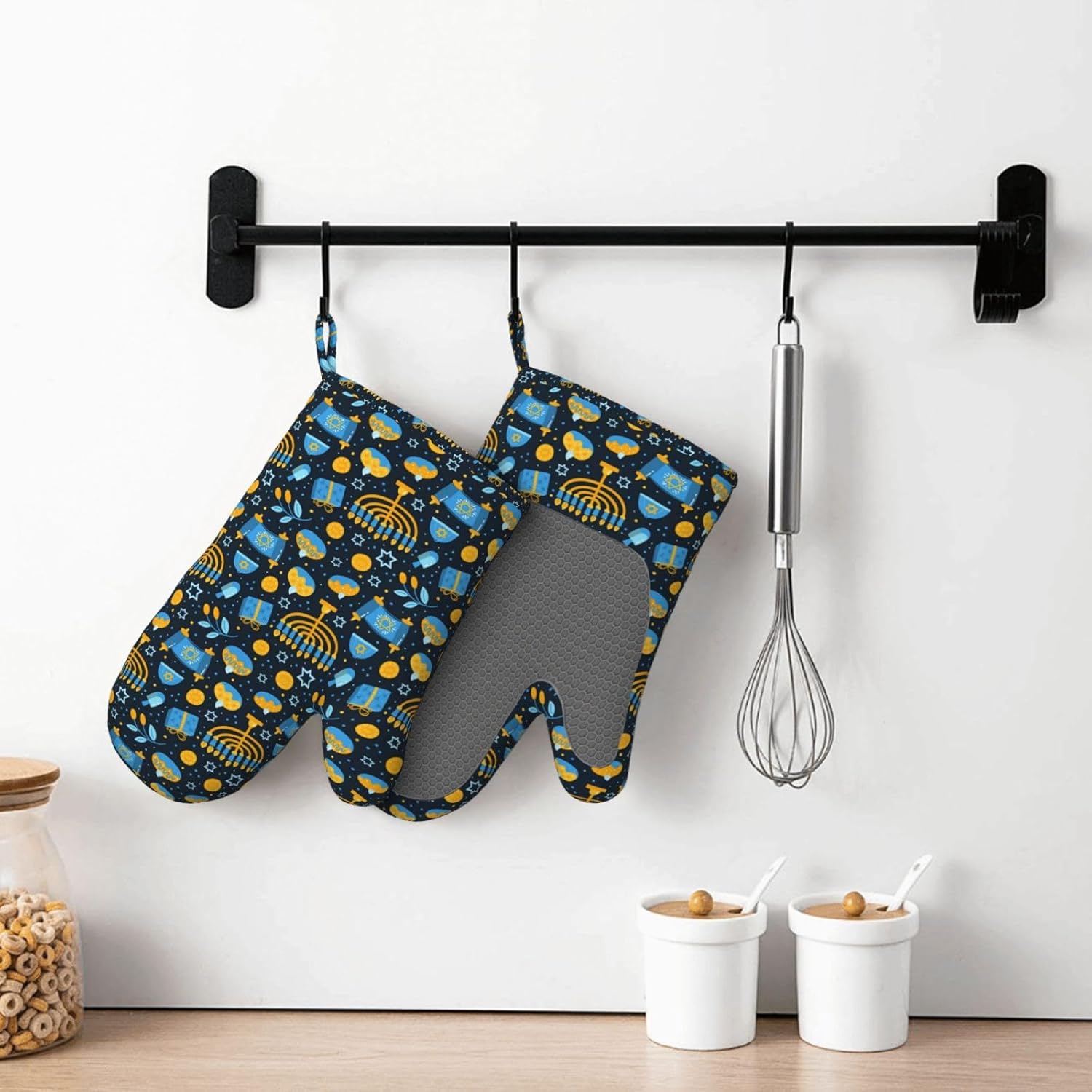 Happy Hanukkah Silicone Oven Mitts for Kitchen Essential