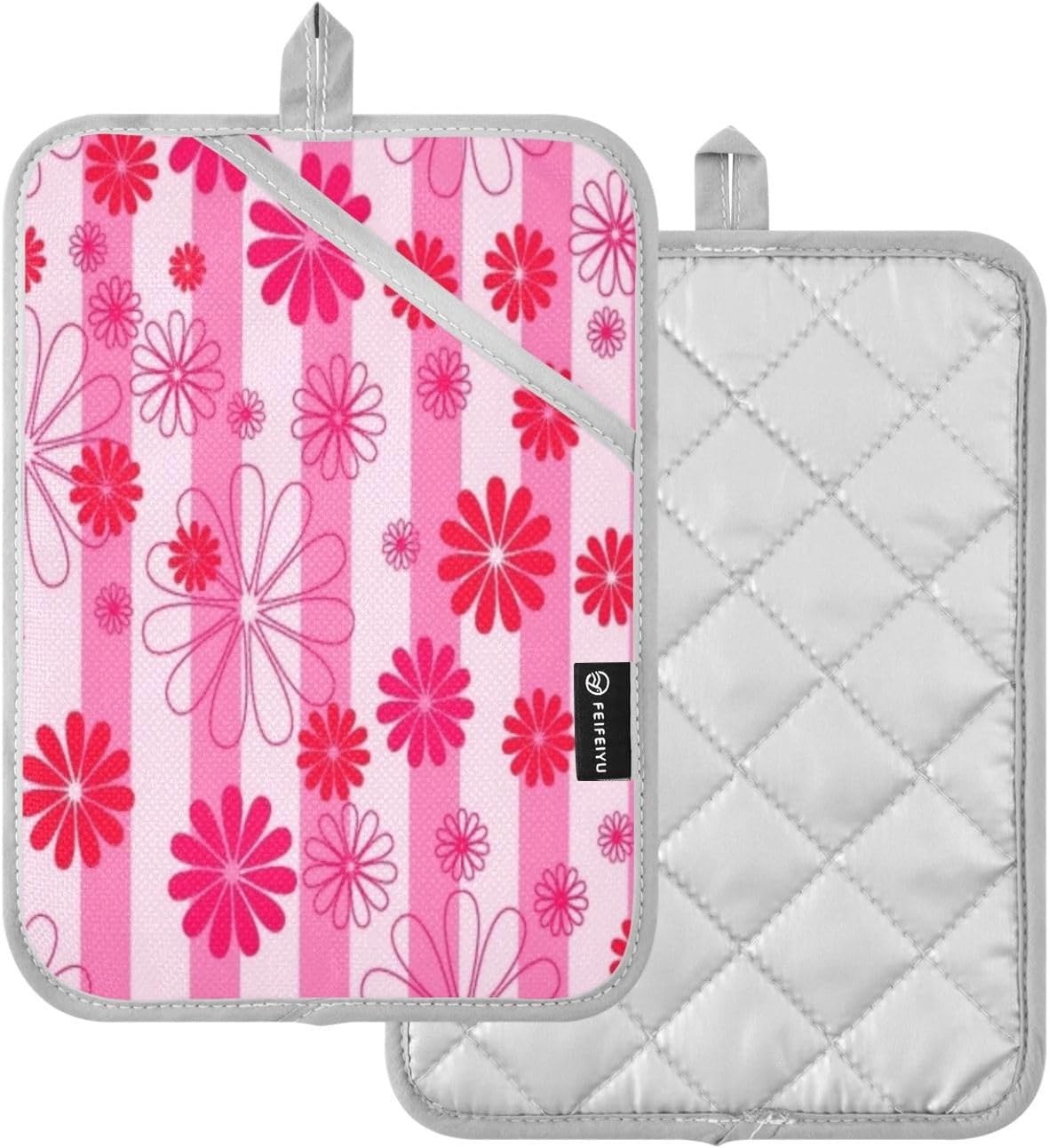 Kcldeci Spring Flowers 2Pack Pot Holder Set Heat-Resistant Oven Mitts