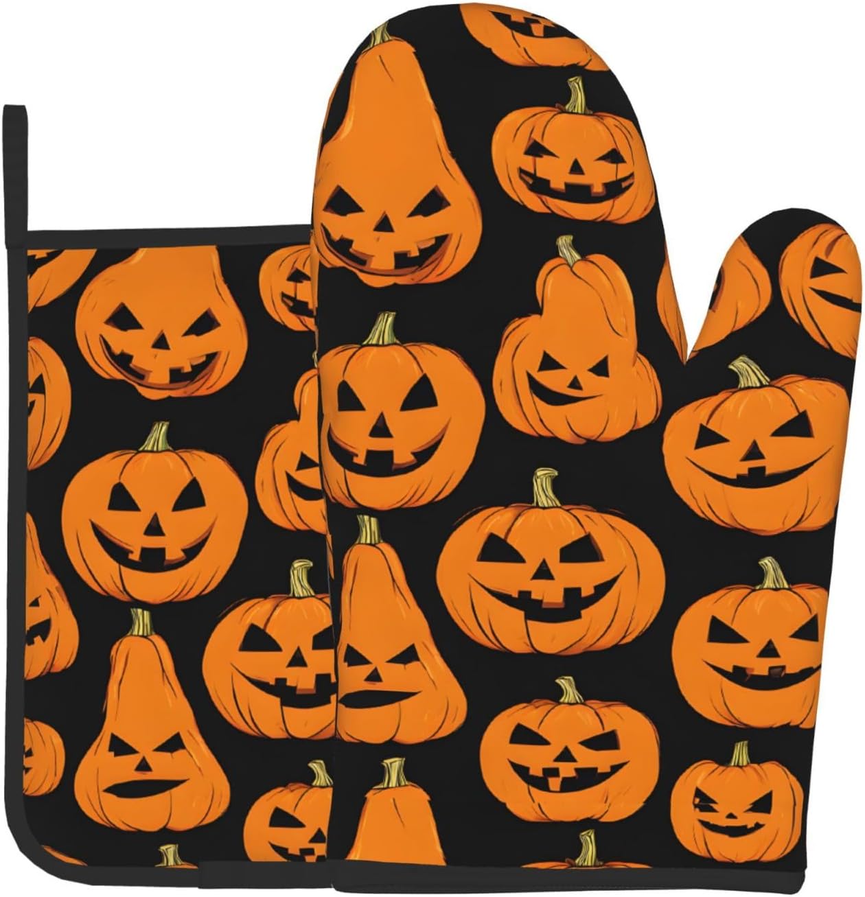 Pumpkin-Themed Oven Mitts Pot Holders Set