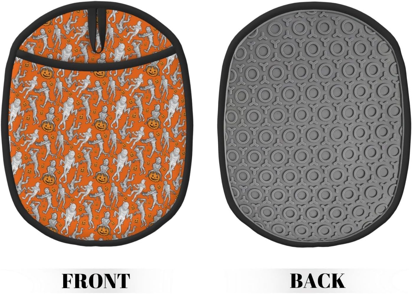 Premium Heat-Resistant Silicone Pot HoldersHalloween Mummy Oven Mitts with Hanging Loop