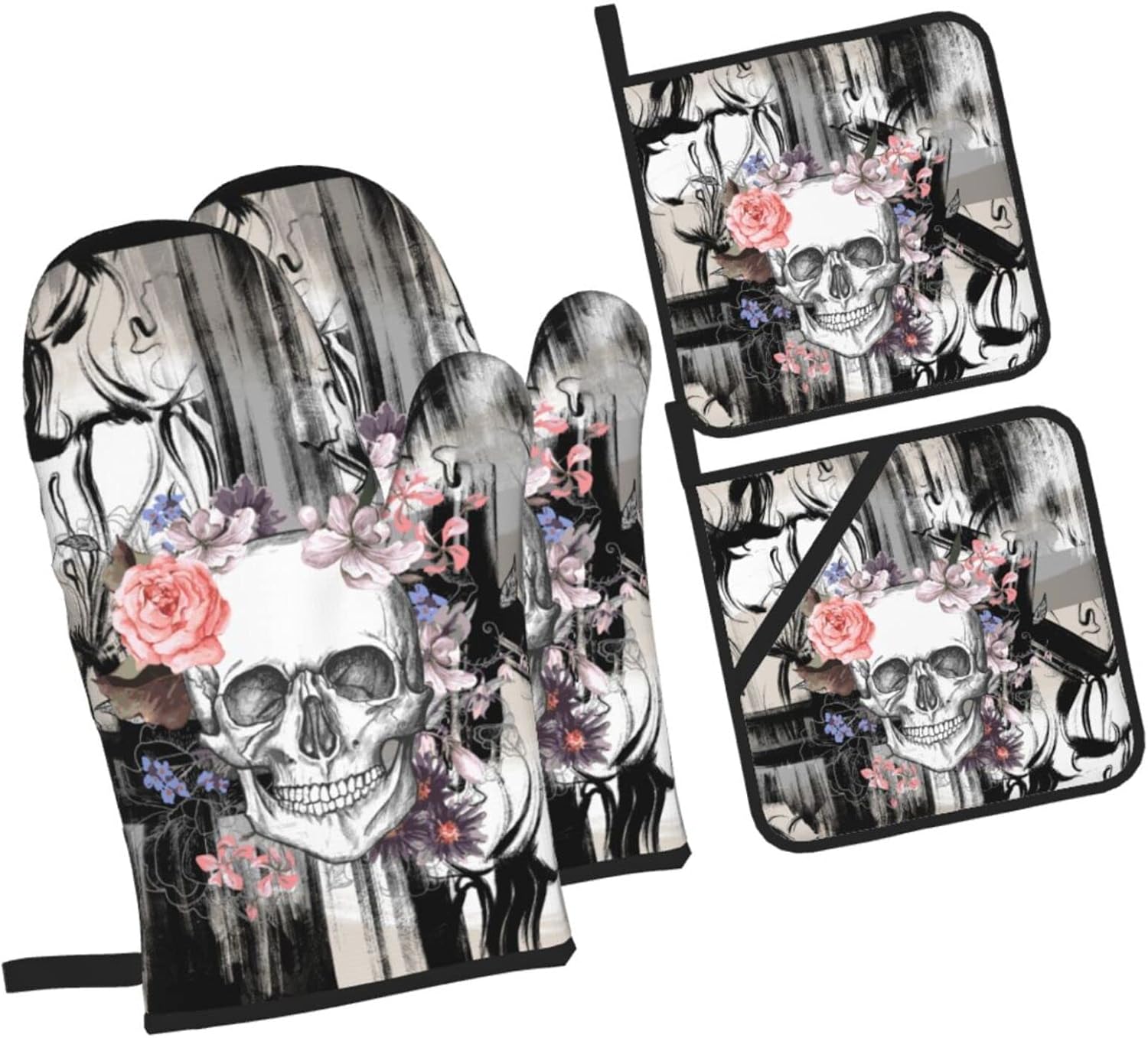 Muxxirt Gothic Skull Oven Mitts