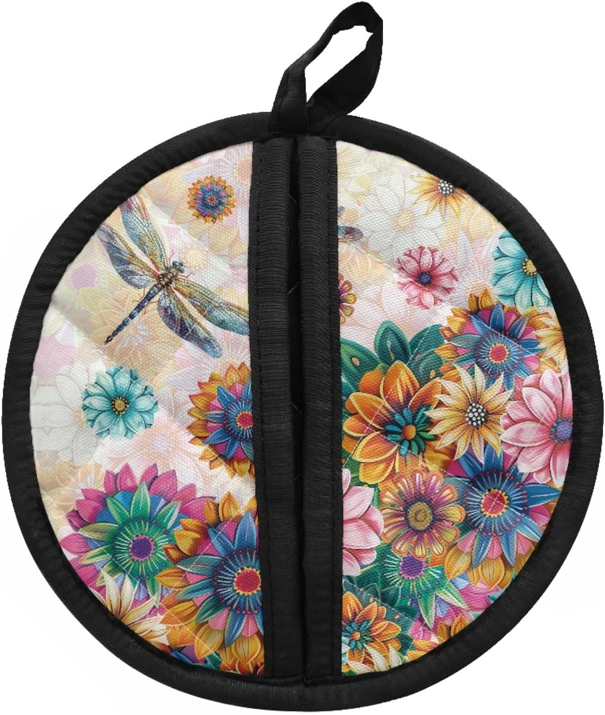 Boho Floral Dragonfly Potholders