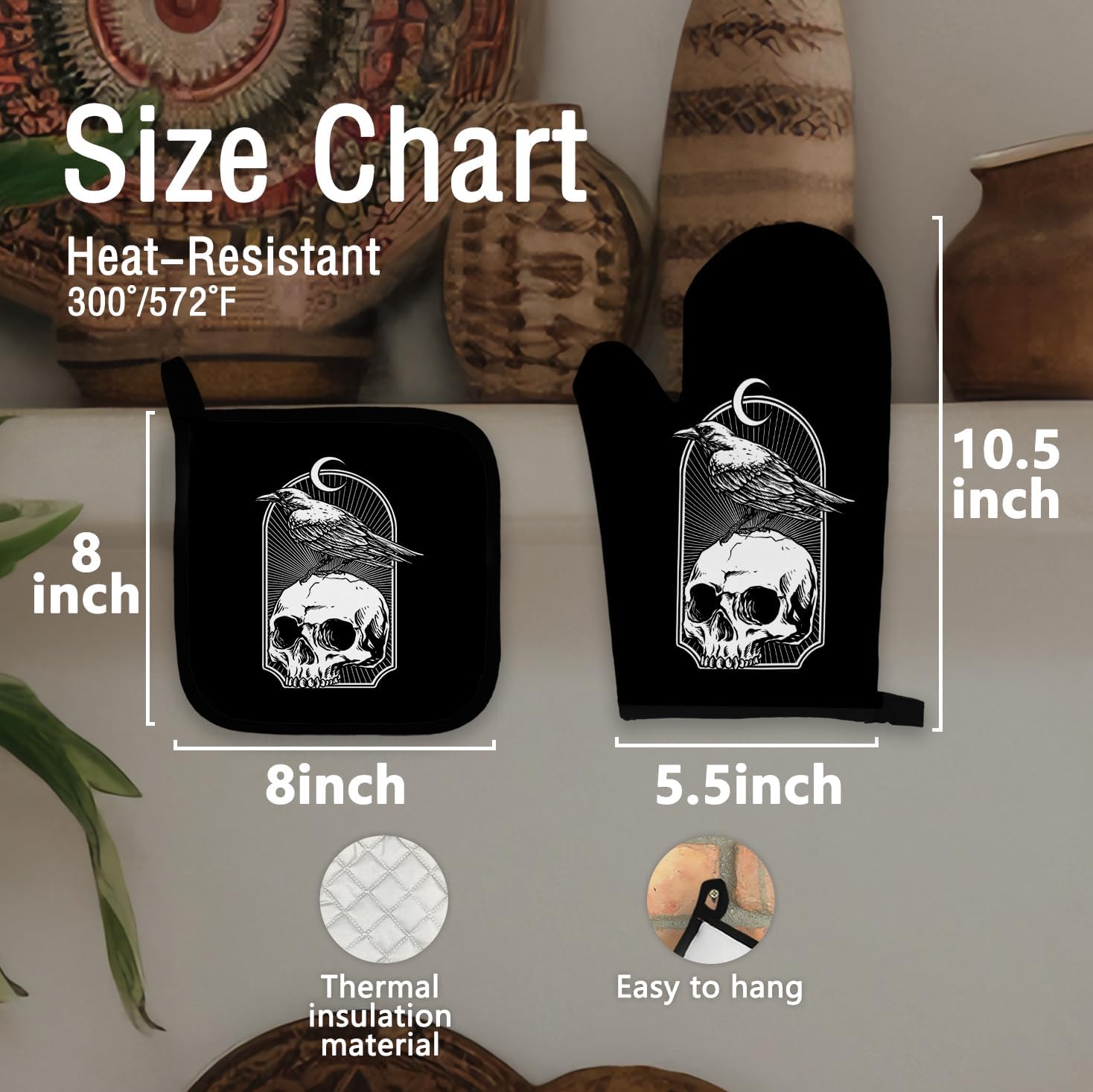 Gothic Skeleton Pot Holder Set
