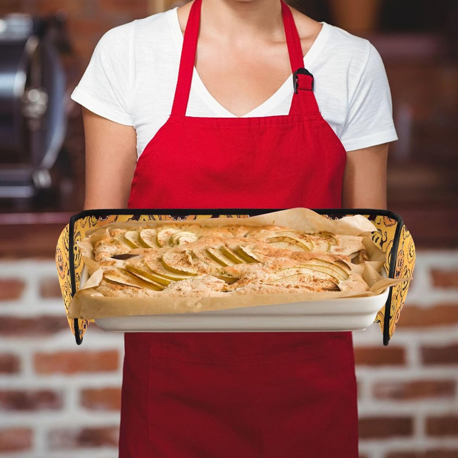 Double Oven Mitts for Halloween Pumpkins Heat-Resistant