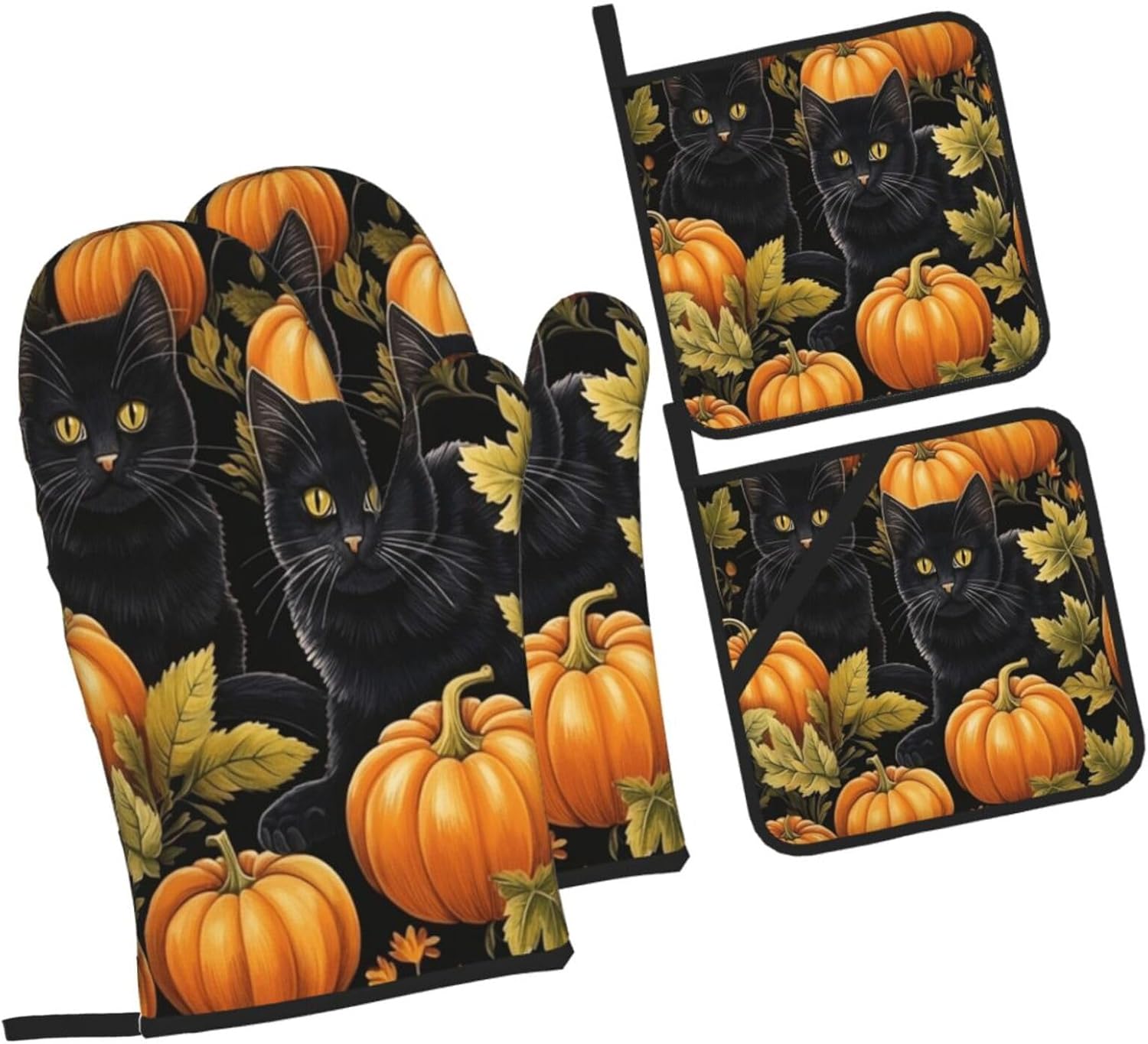 Halloween Treat Safe Oven Mitts Pot Holders for Baking BBQ