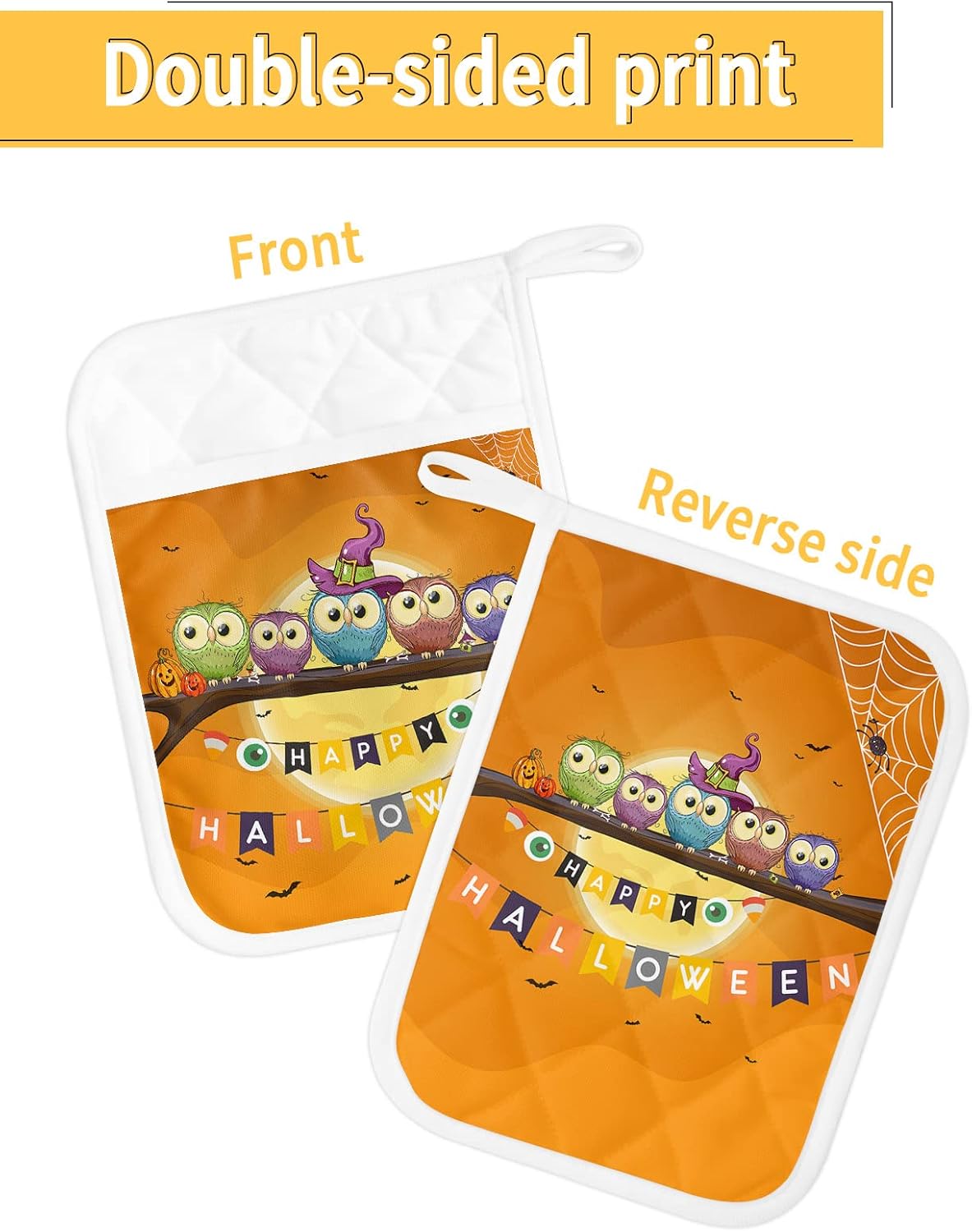Halloween Cute Owl Bird Pot Holder Set for Kitchen