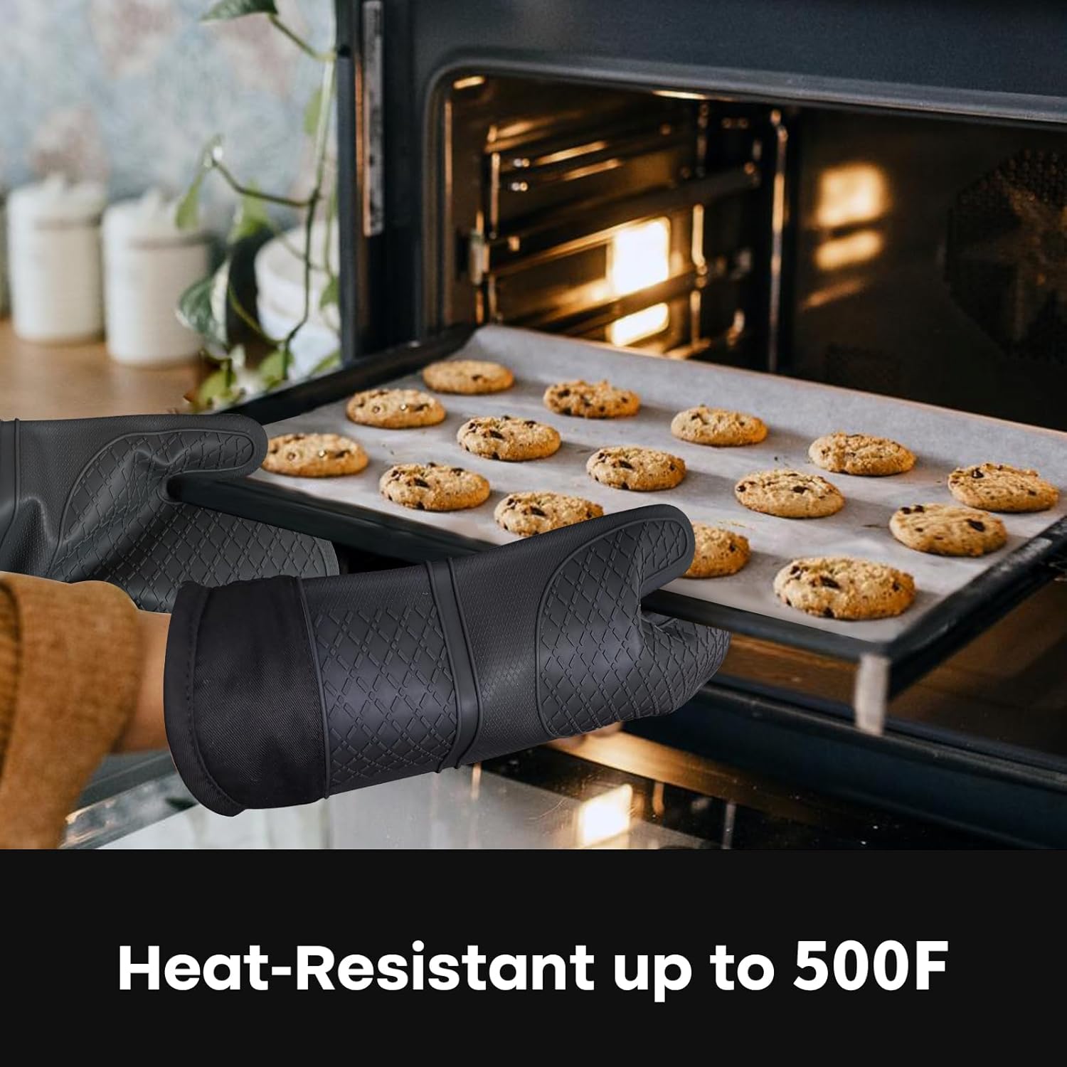 Premium Silicone Oven Mitts Heat-Resistant up to 500F