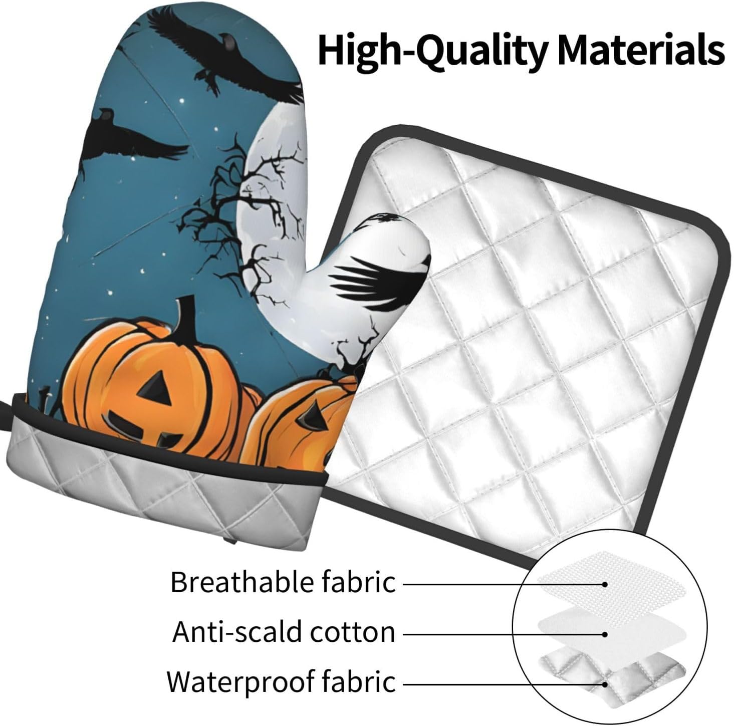 Spooktacular Halloween Oven Mitts Pot Holders Set