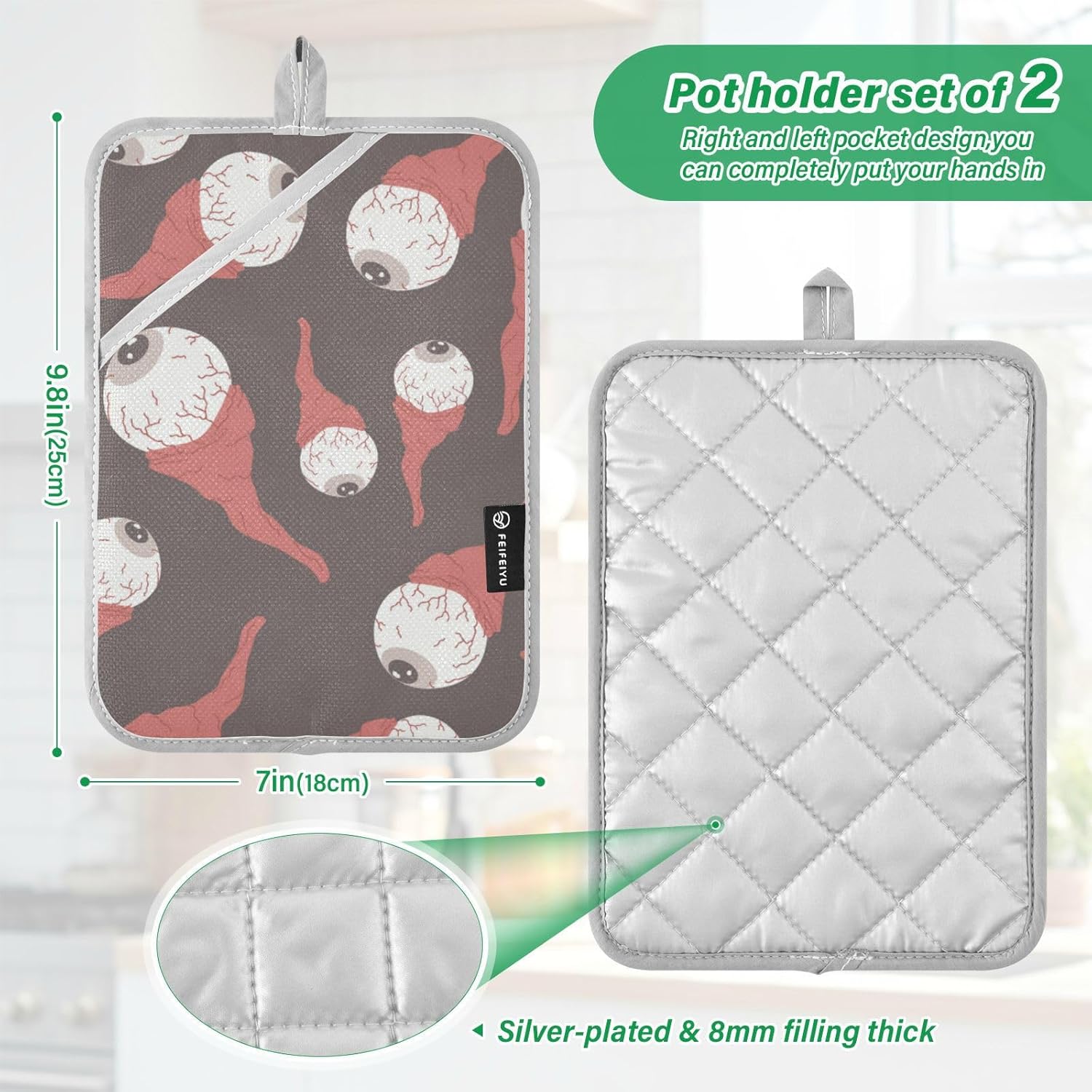 Halloween 2-Piece Pot Holder Set with Pockets
