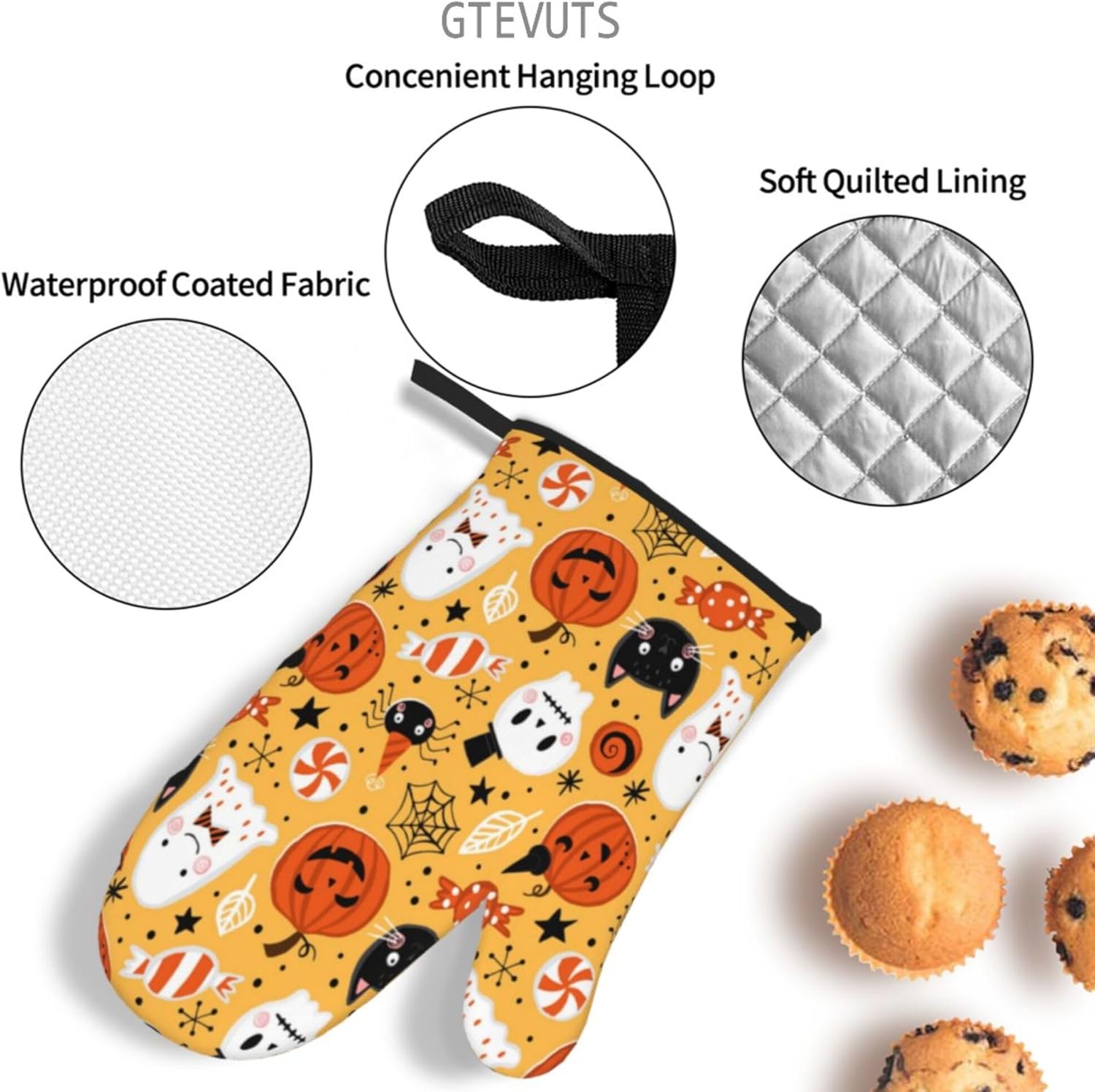Halloween Spooky Ghost Skull Oven Mitts