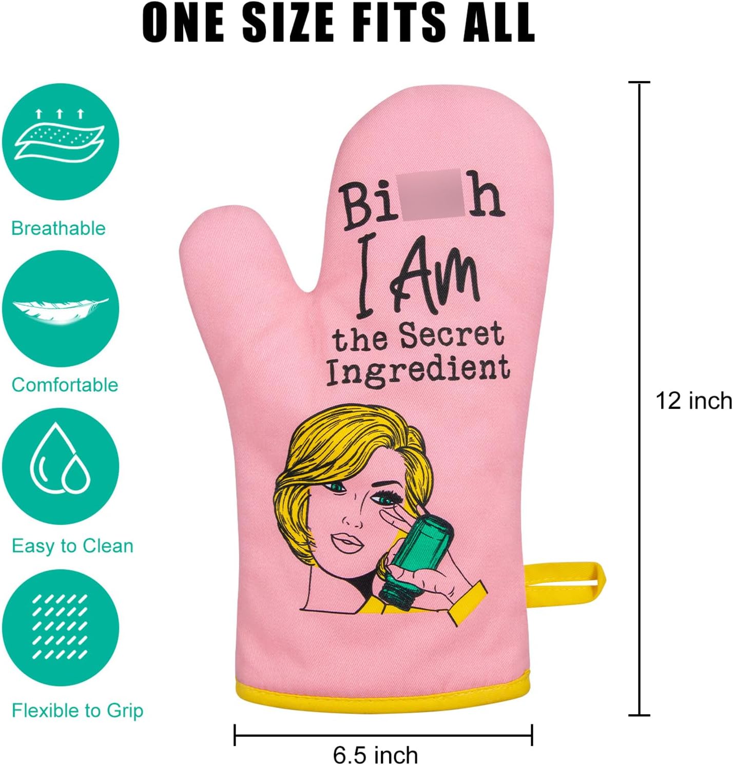 Funny Pink Oven Mitt Set for Baking Kitchen_GF