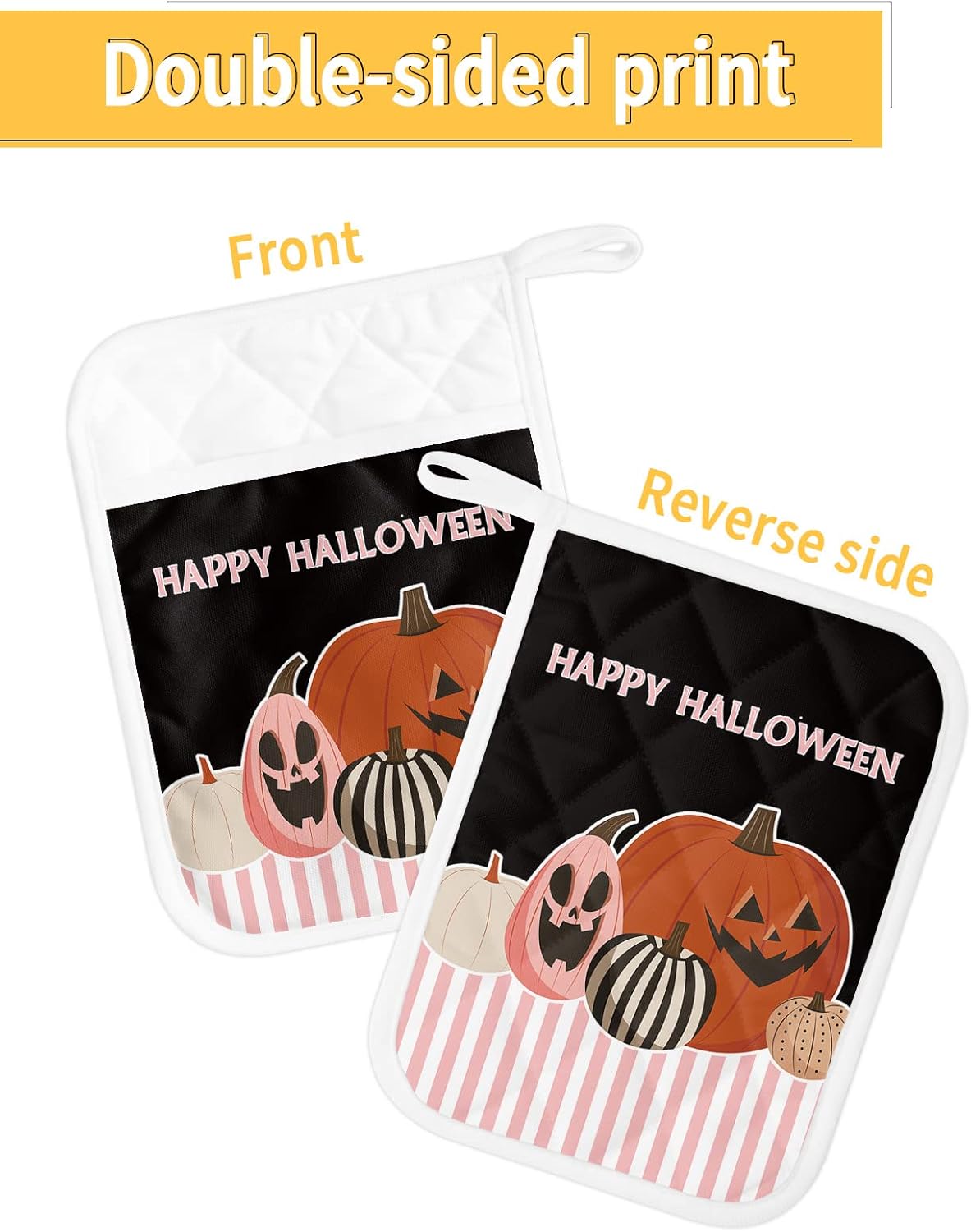 5PCS Halloween Orange Potholders for Kitchen Use