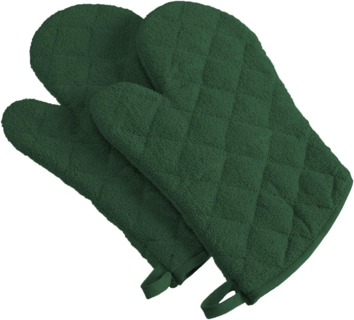 DII Basic Terry Oven Mitts 2 Pack Dark Green