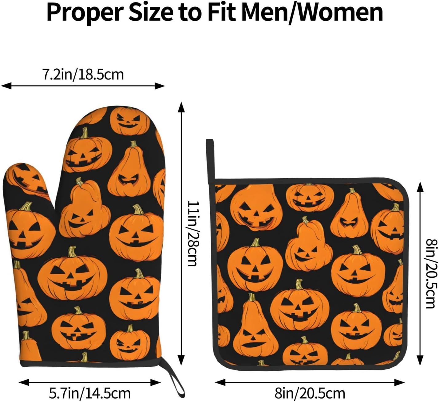 Pumpkin-Themed Oven Mitts Pot Holders Set