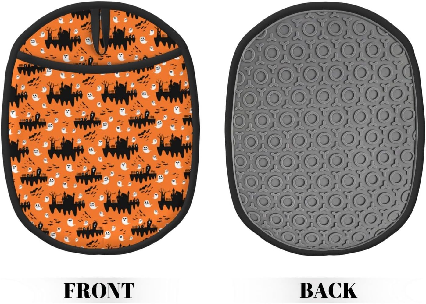 Halloween Spooky White Oven Mitts with Hanging Loop