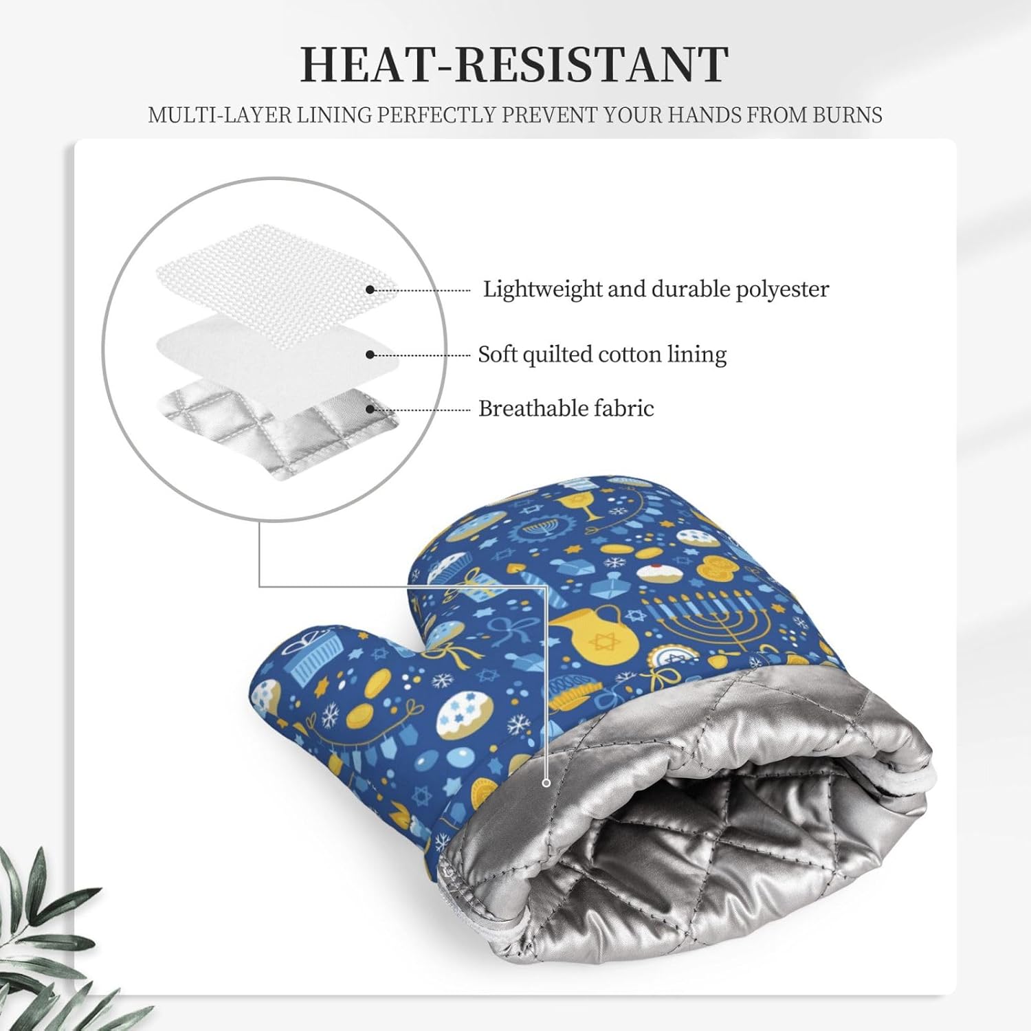 Happy Hanukkah Oven Mitts transparent silicone oven gloves for cooking