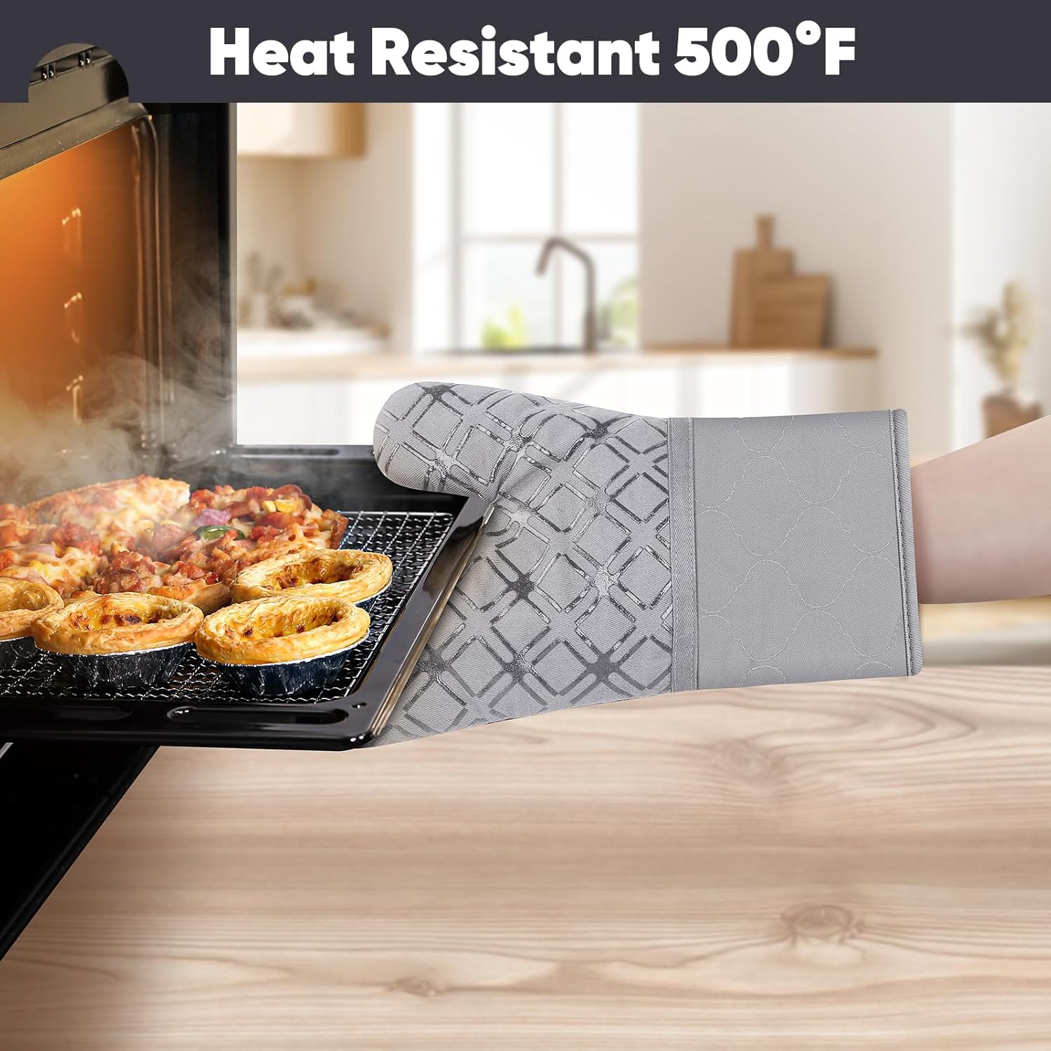 6-Piece Oven Mitts Set Heat-Resistant Premium Soft