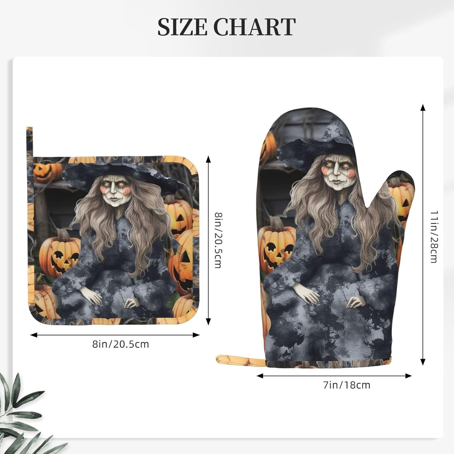 Pair of Funny Halloween Oven Mitts and Pot Holders Set