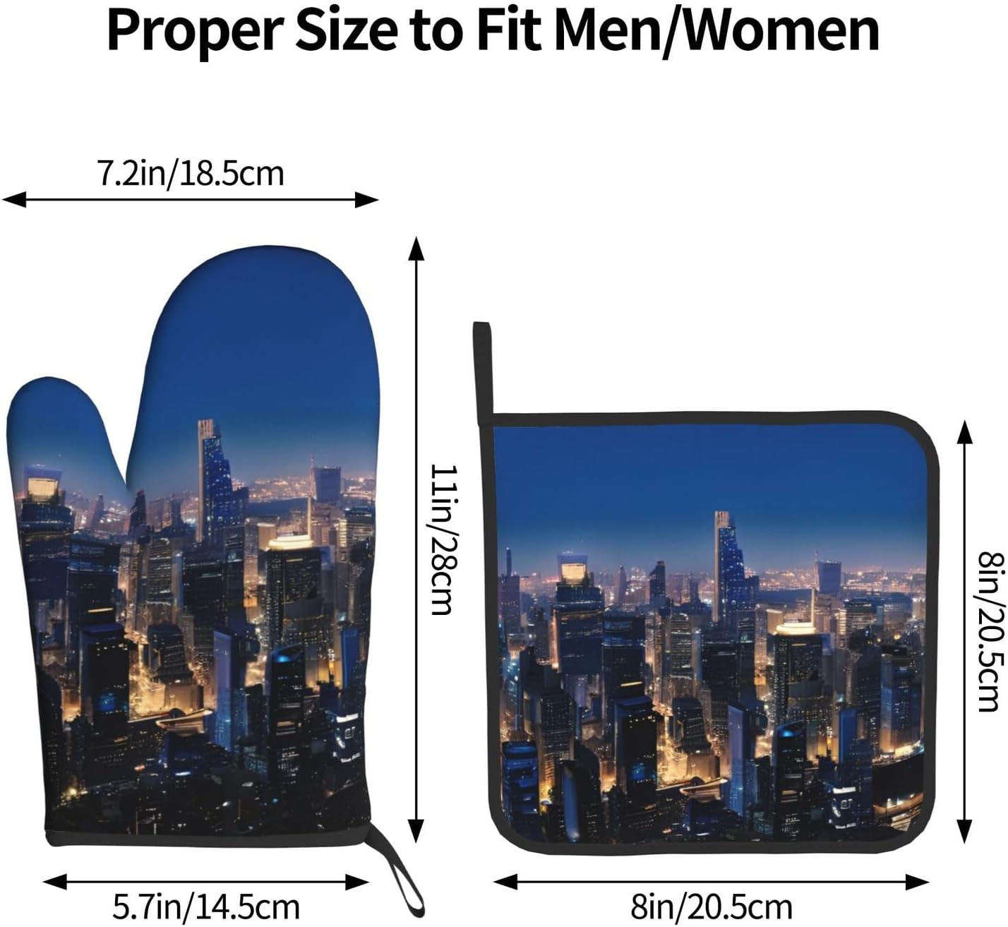 Los Angeles Skyline Prints Oven Mitt Pot Holder Set