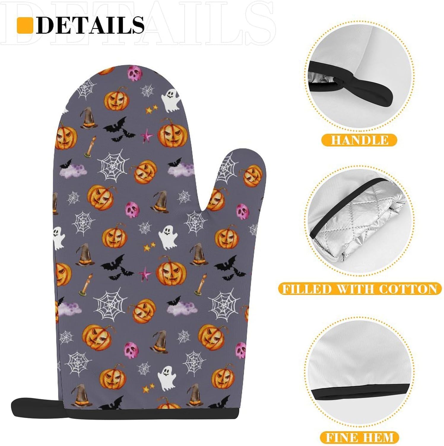 Pumpkin Spice Halloween Oven Mitts Pot Holders Set of 4