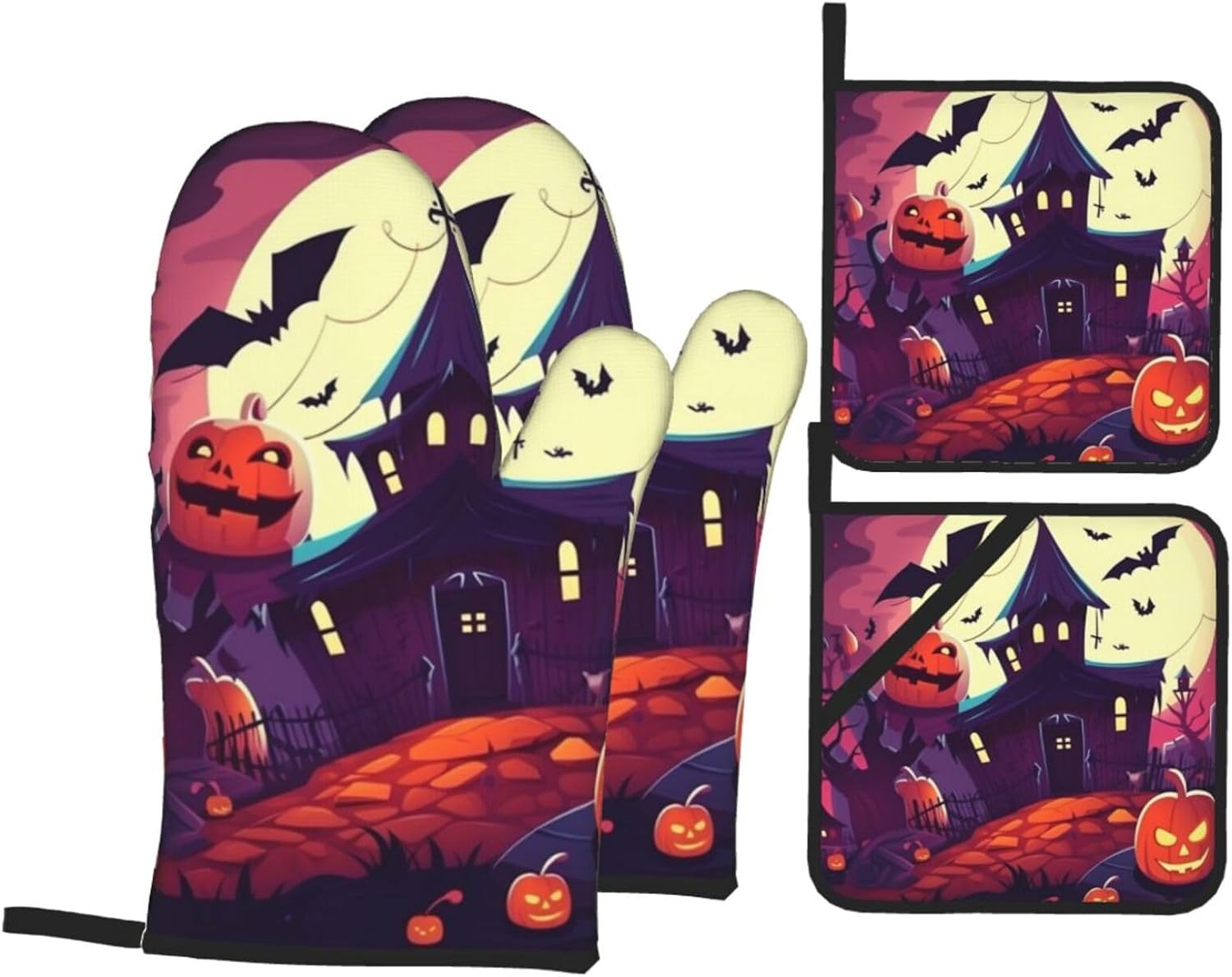 Happy Halloween Oven Mitt Pot Holder Set