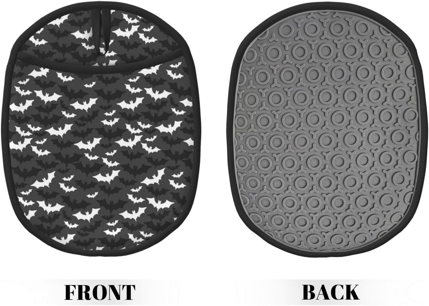 Vivid Halloween Bats Grey Oven Pot Holder Set