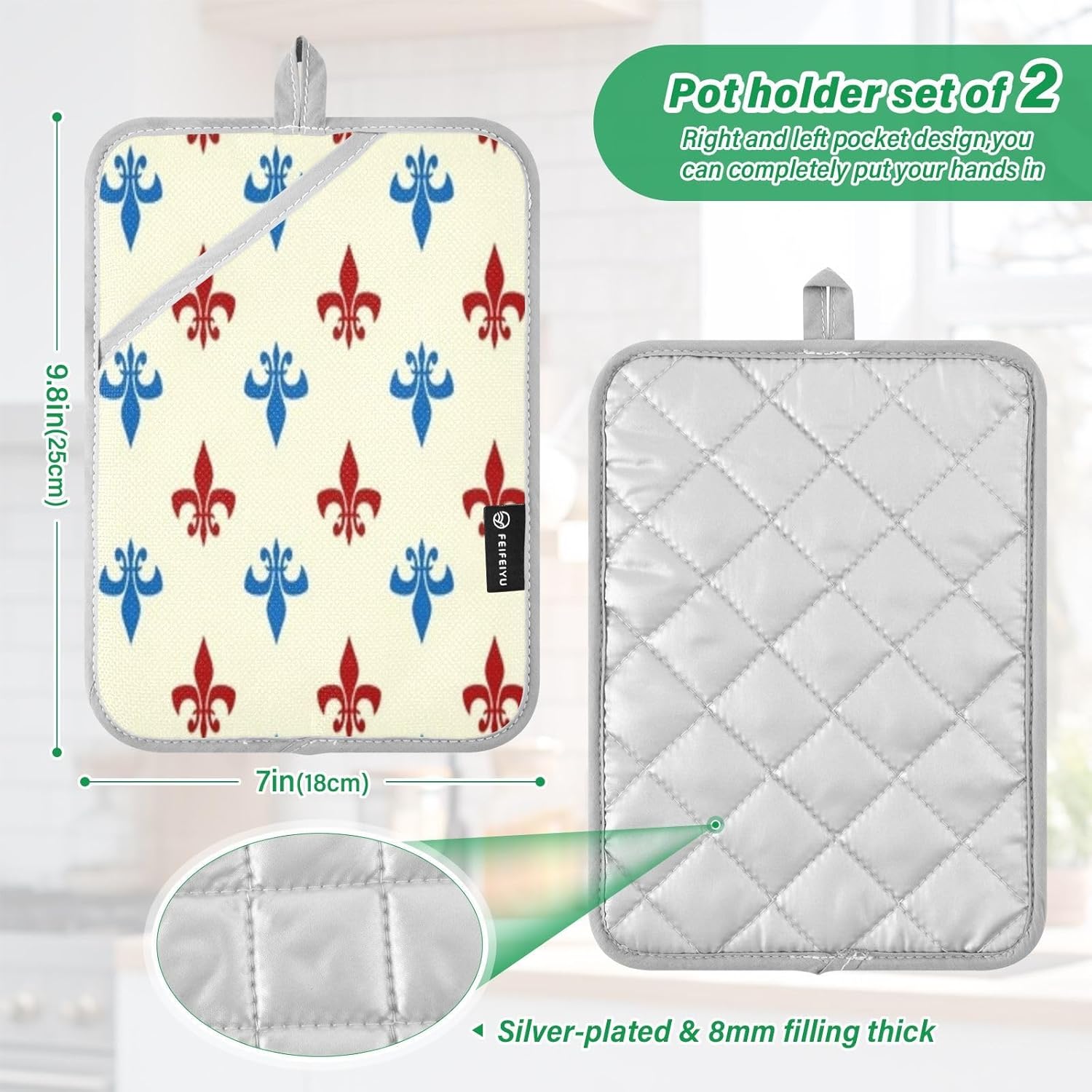 KClDeci Heat-Resistant Potholders Set of 2 for Kitchen Use