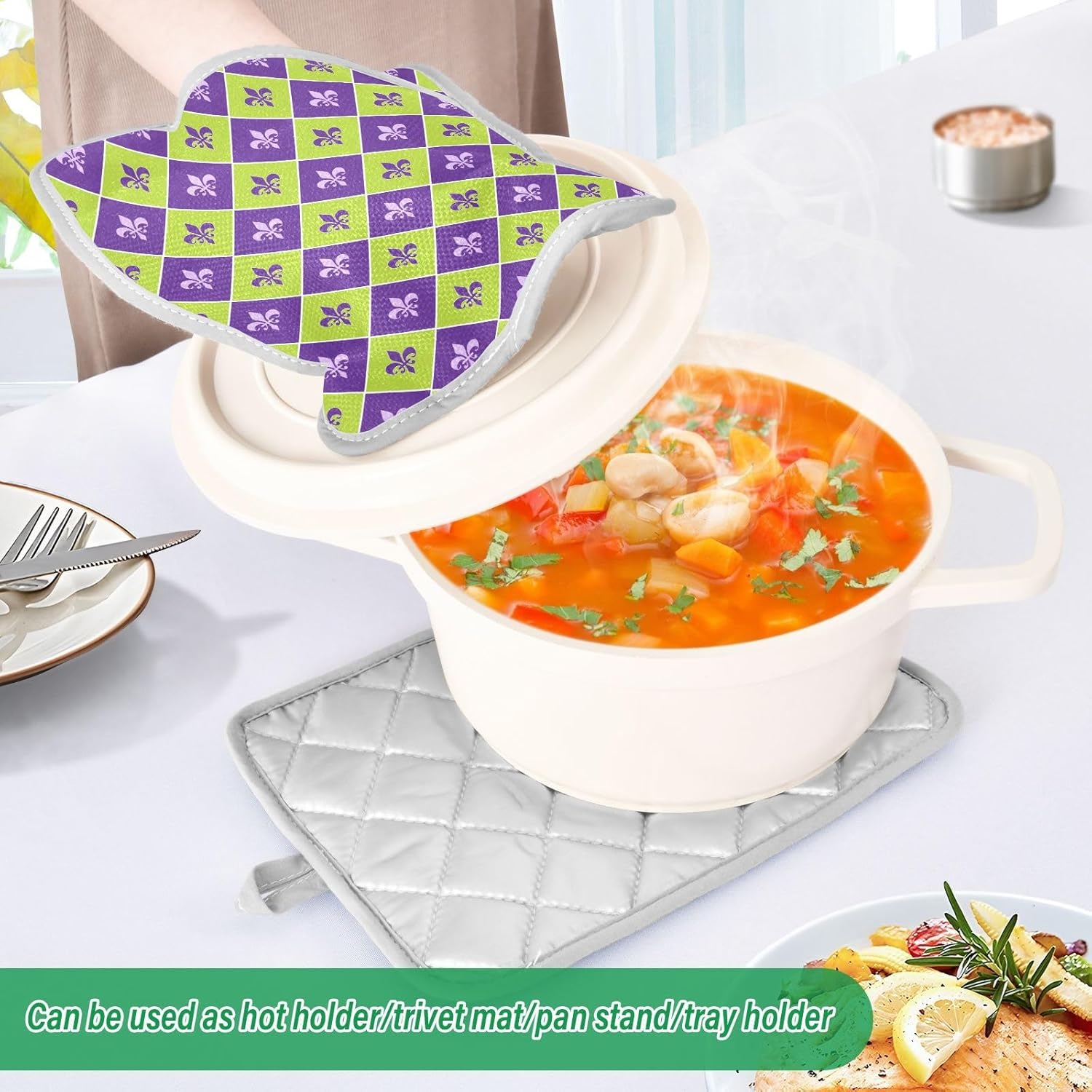 Kcldeci Heat-Resistant 2-Pack Potholders for Oven Mitts