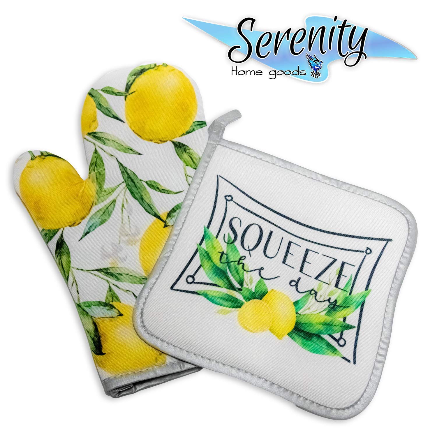 Handmade Decorative Oven Mitt Set Lemon Green Home Decor