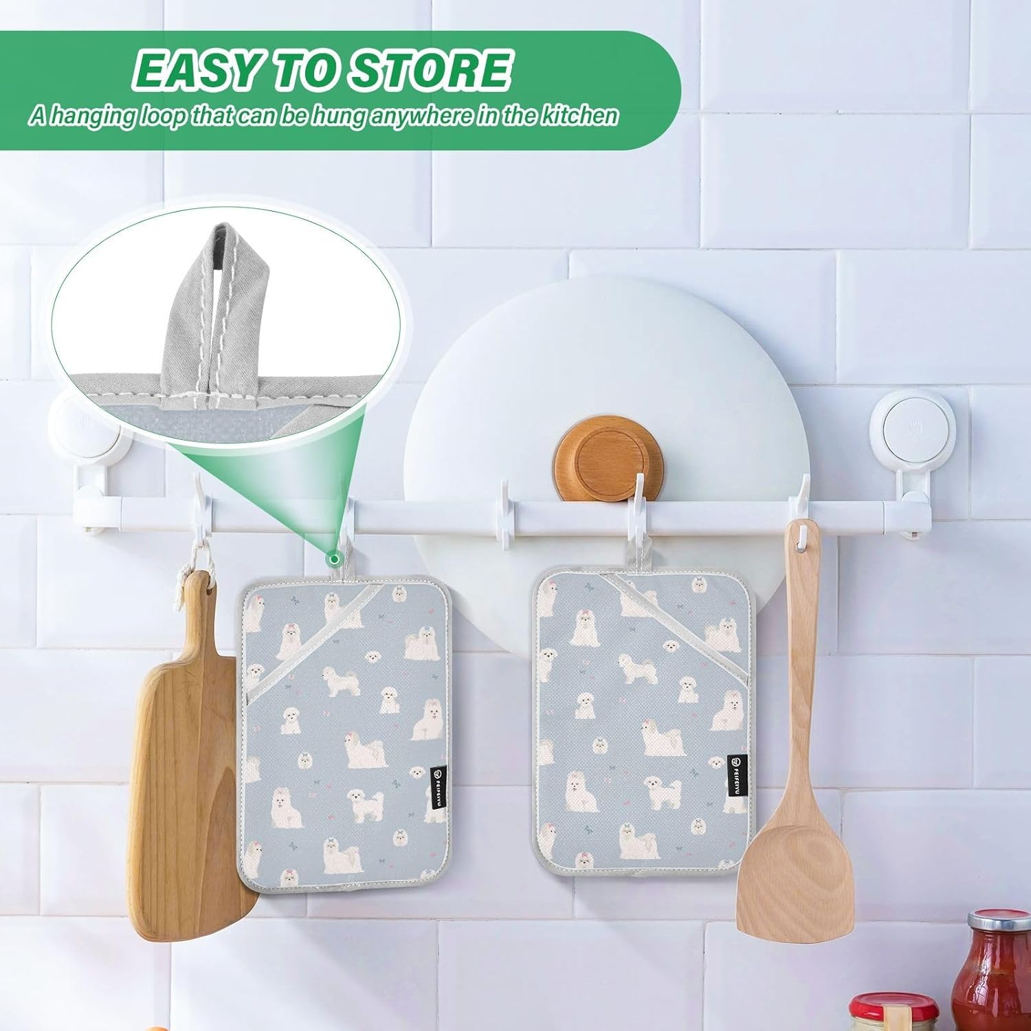 Premium Heat-Resistant Potholder Set for Maltese Dogs