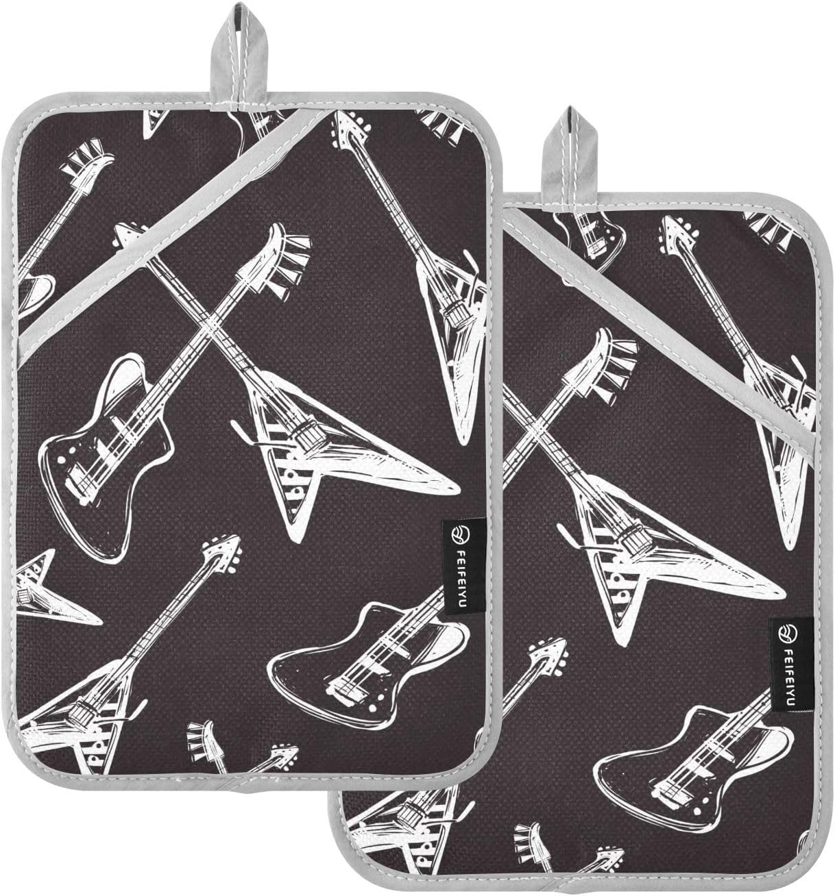 Potholder Rock and Roll Electric Rock Guitars Pot Holder Set of 2
