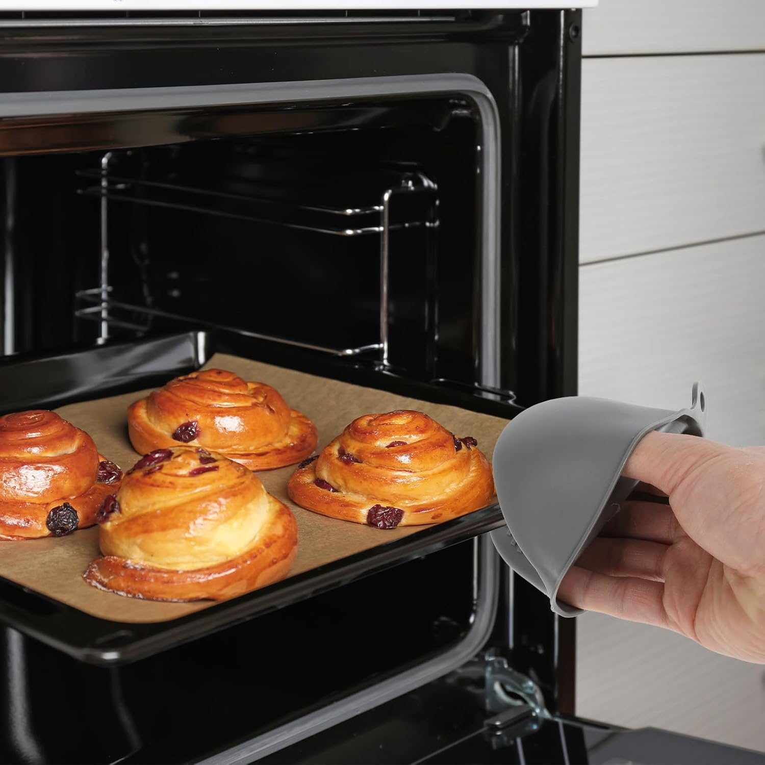 JIYIN 4PCS Silicone Oven Mitts Heat-Resistant Durable Kitchen Pots Poo