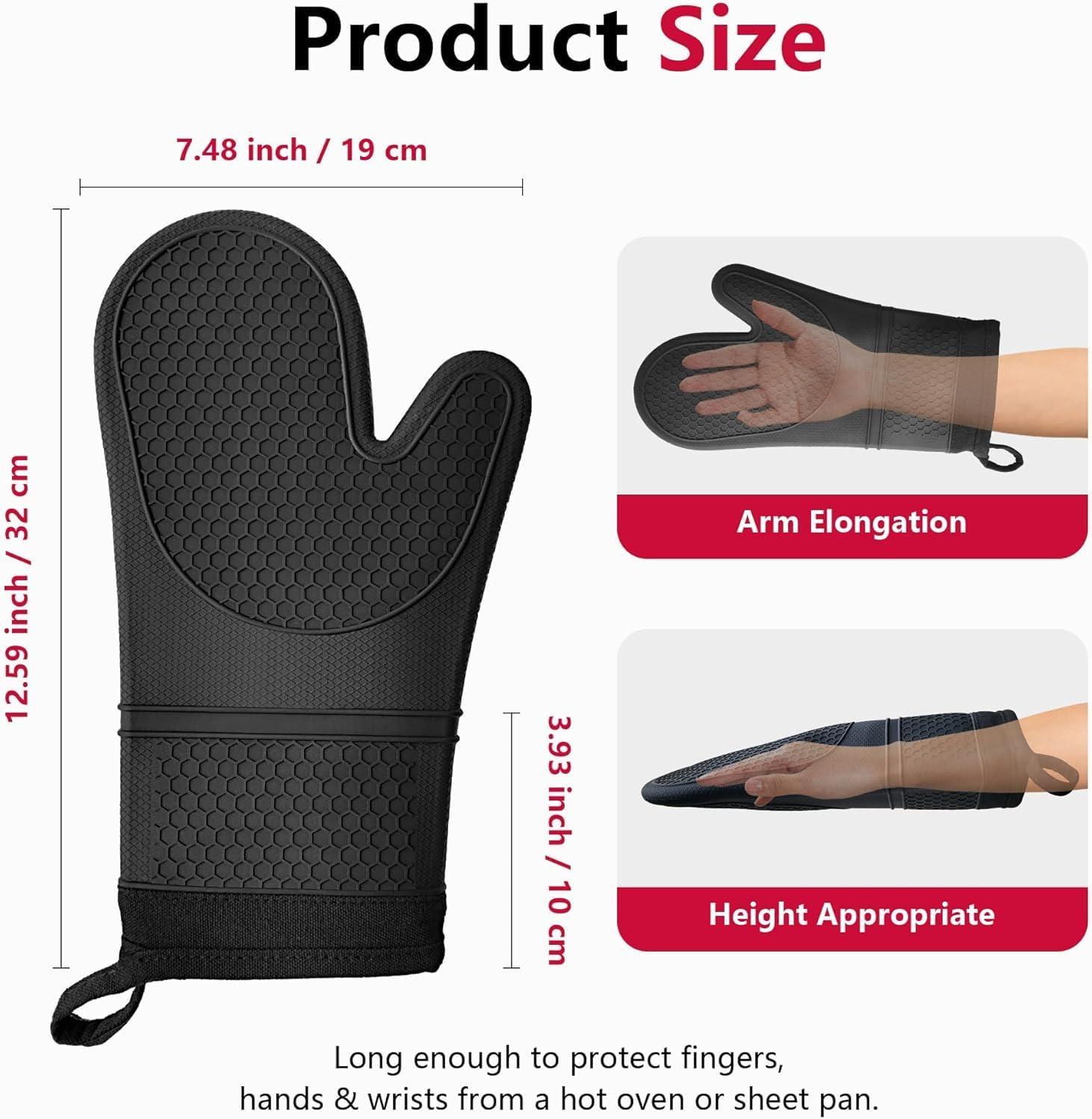 Extra Long Silicone Oven Mitts