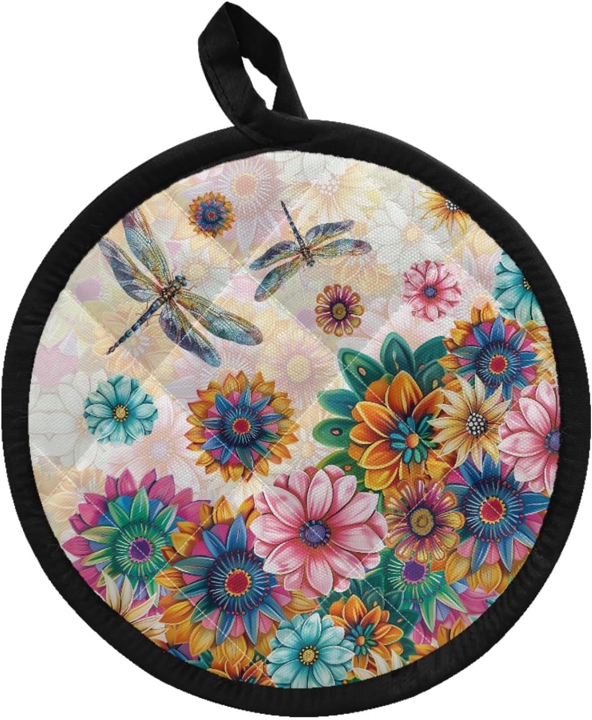 Boho Floral Dragonfly Potholders