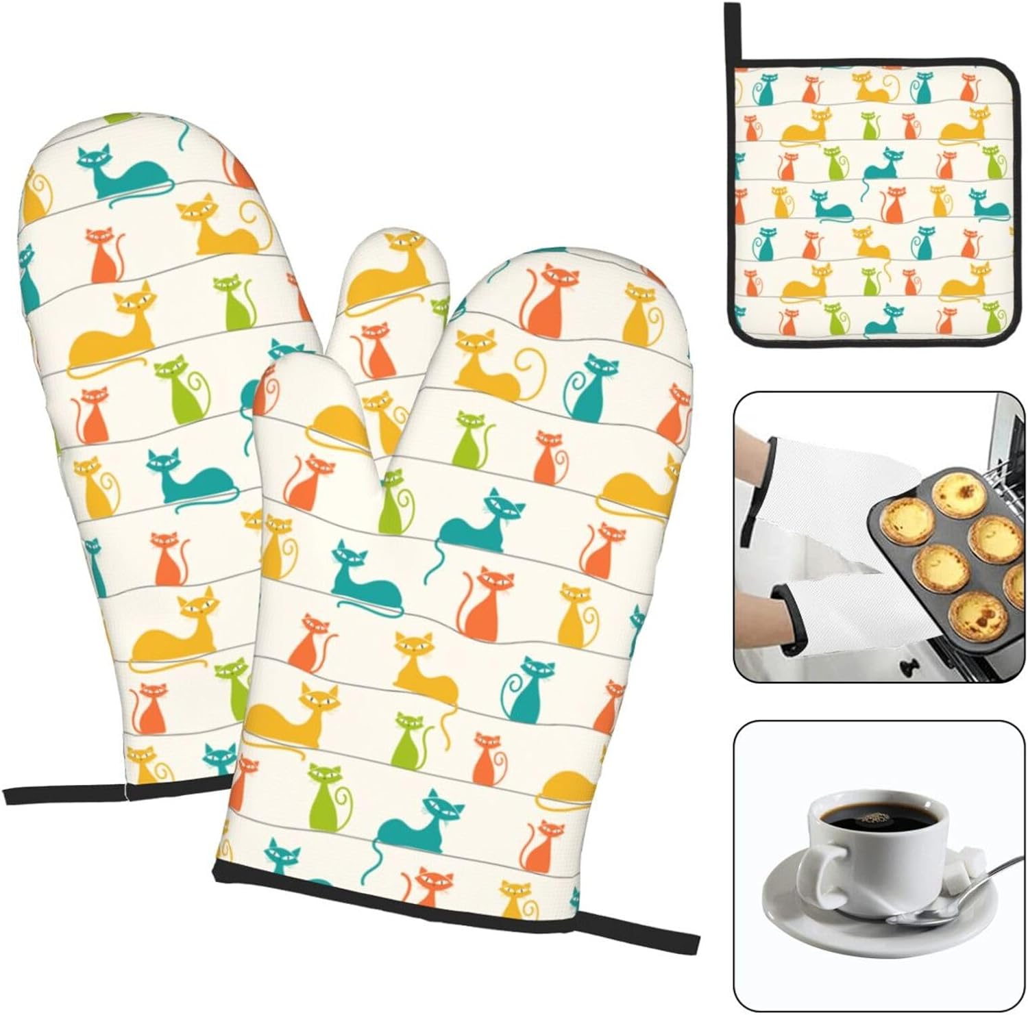 LANAIQO Mid Century Modern Oven Mitts Set 3 Piece 1