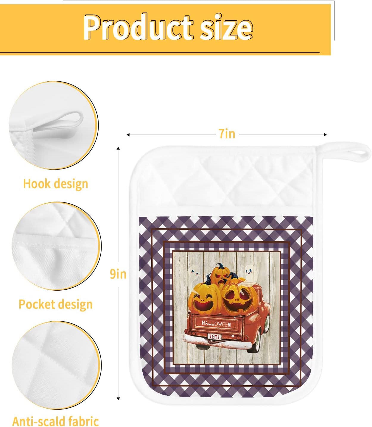 Halloween Ghost Pumpkins 5-Piece Pot Holder Set