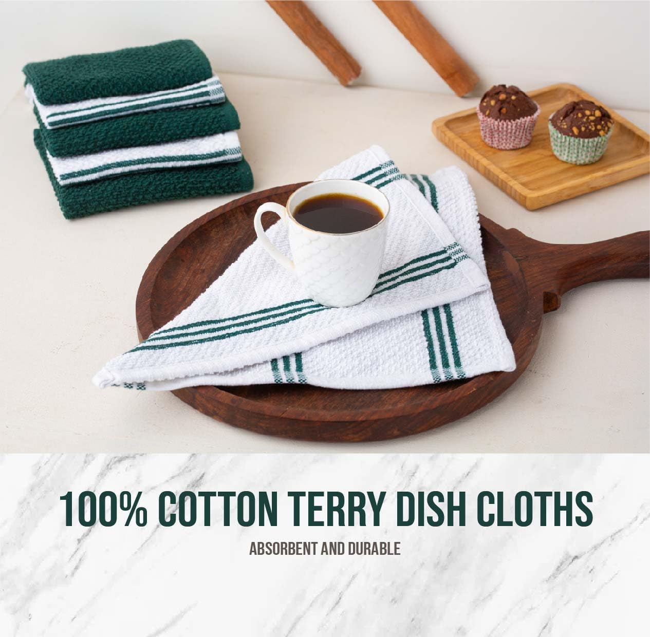 Lane Linen 16-Piece Kitchen Towel Set - Green