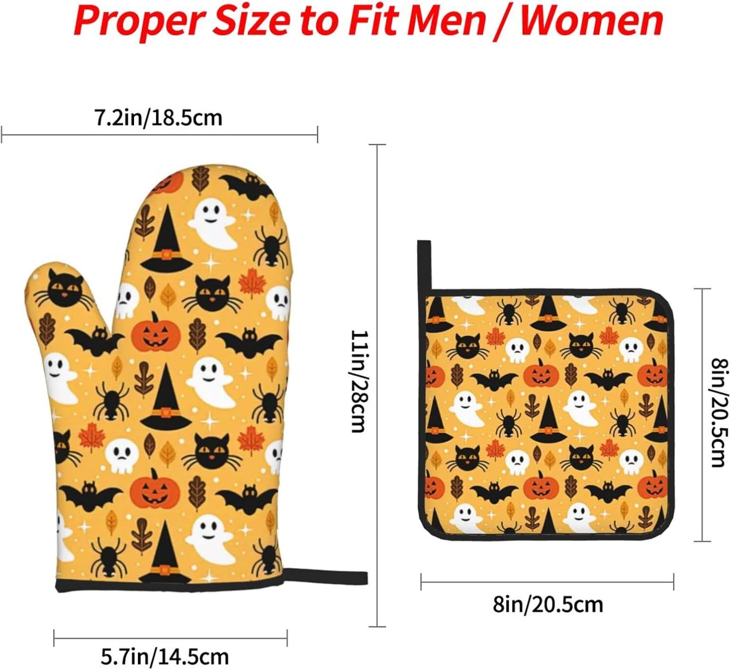 Halloween Ghost Pumpkin Bat Oven Mitts and Pot Holders Sets of 4
