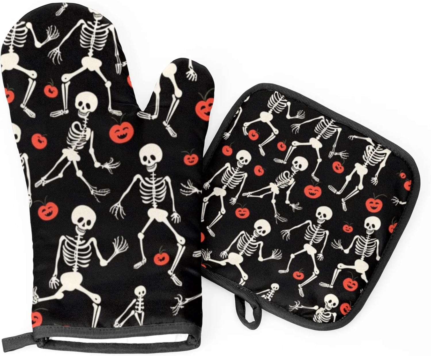 Halloween Funny Skull Oven Mitt Pot Holder Set