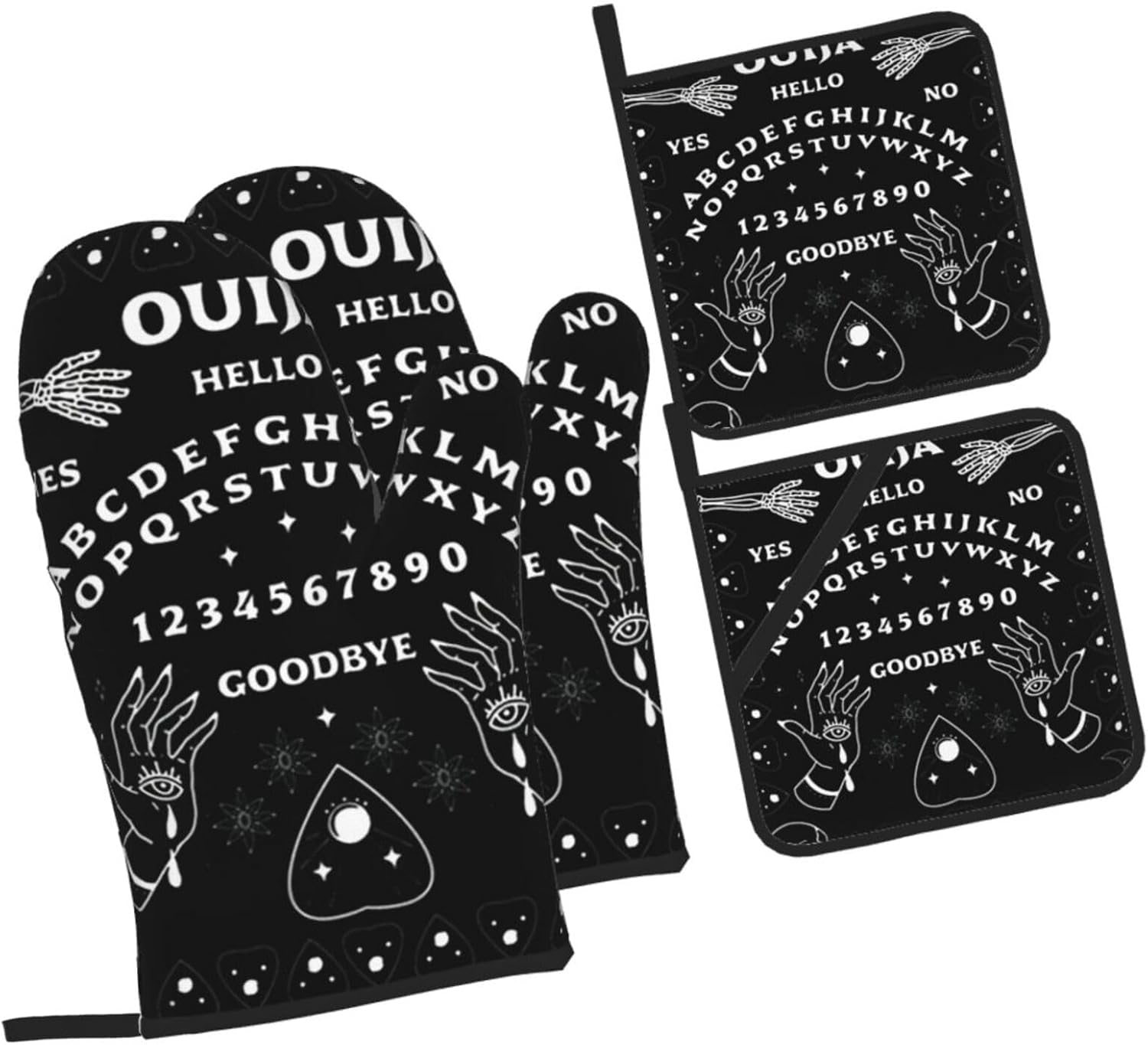 Spectral Wiccan Ouija Board Planchette Set of 4 BlackGrey
