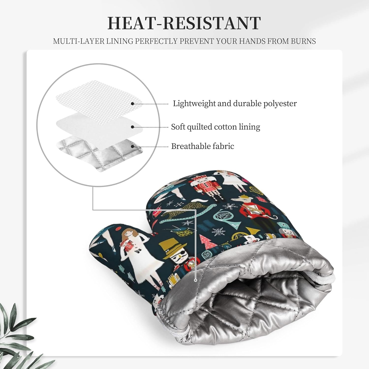 Heat-Resistant Christmas Gloves with Soft Liner