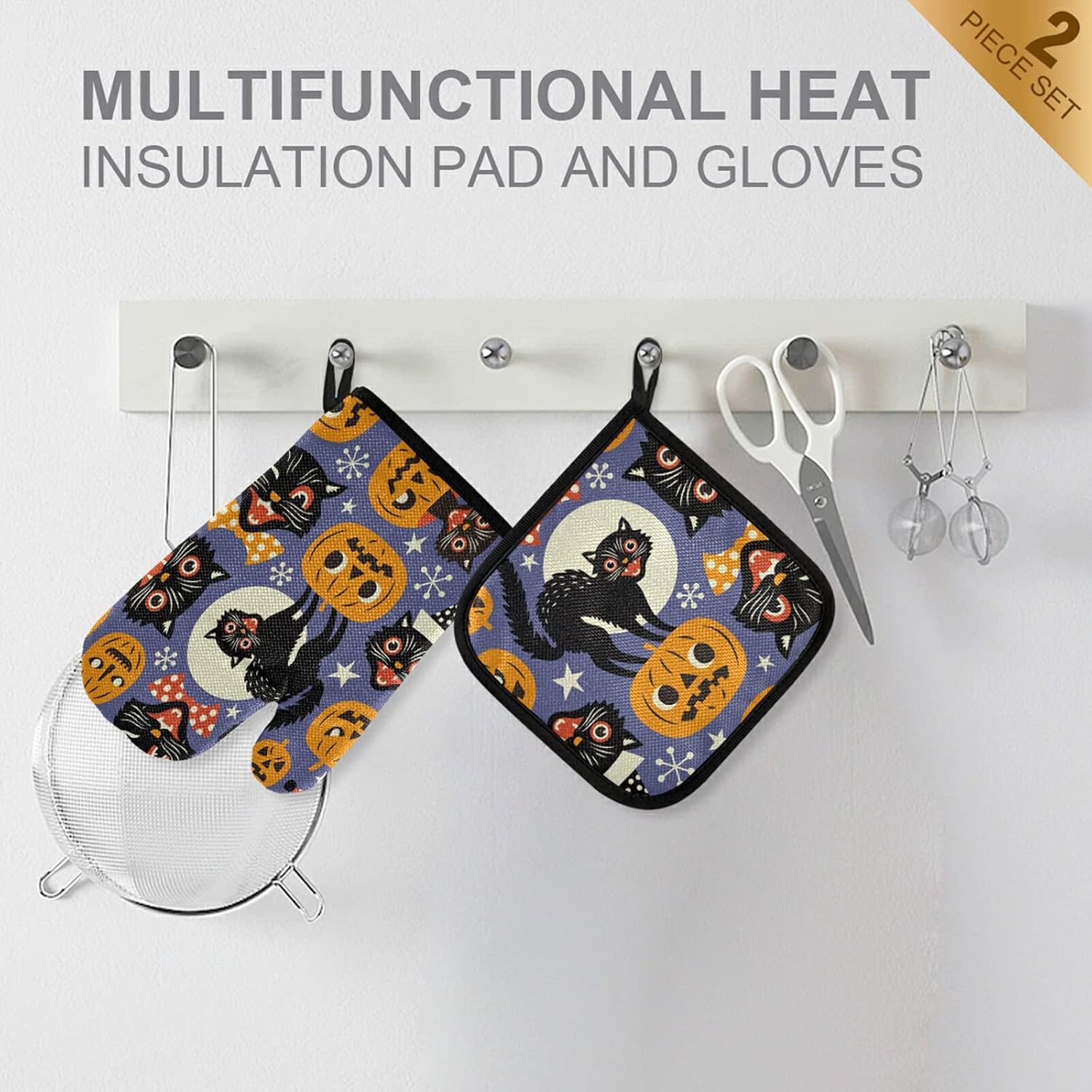HURPAN Oven Mitts Pot Holders Set
